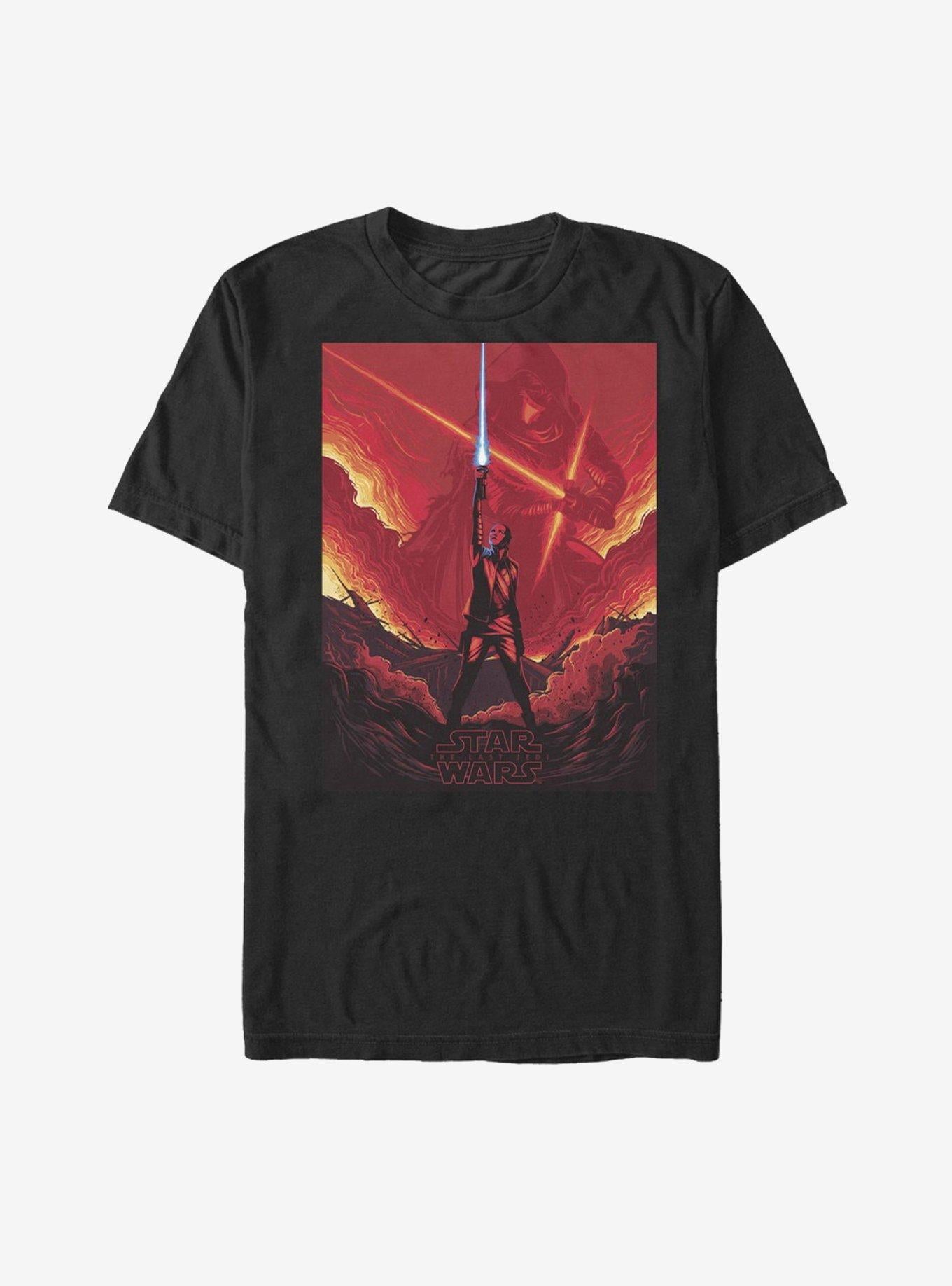 Star Wars Rey Lightsaber Flames T-Shirt | Trending Graphic Tee For Fans