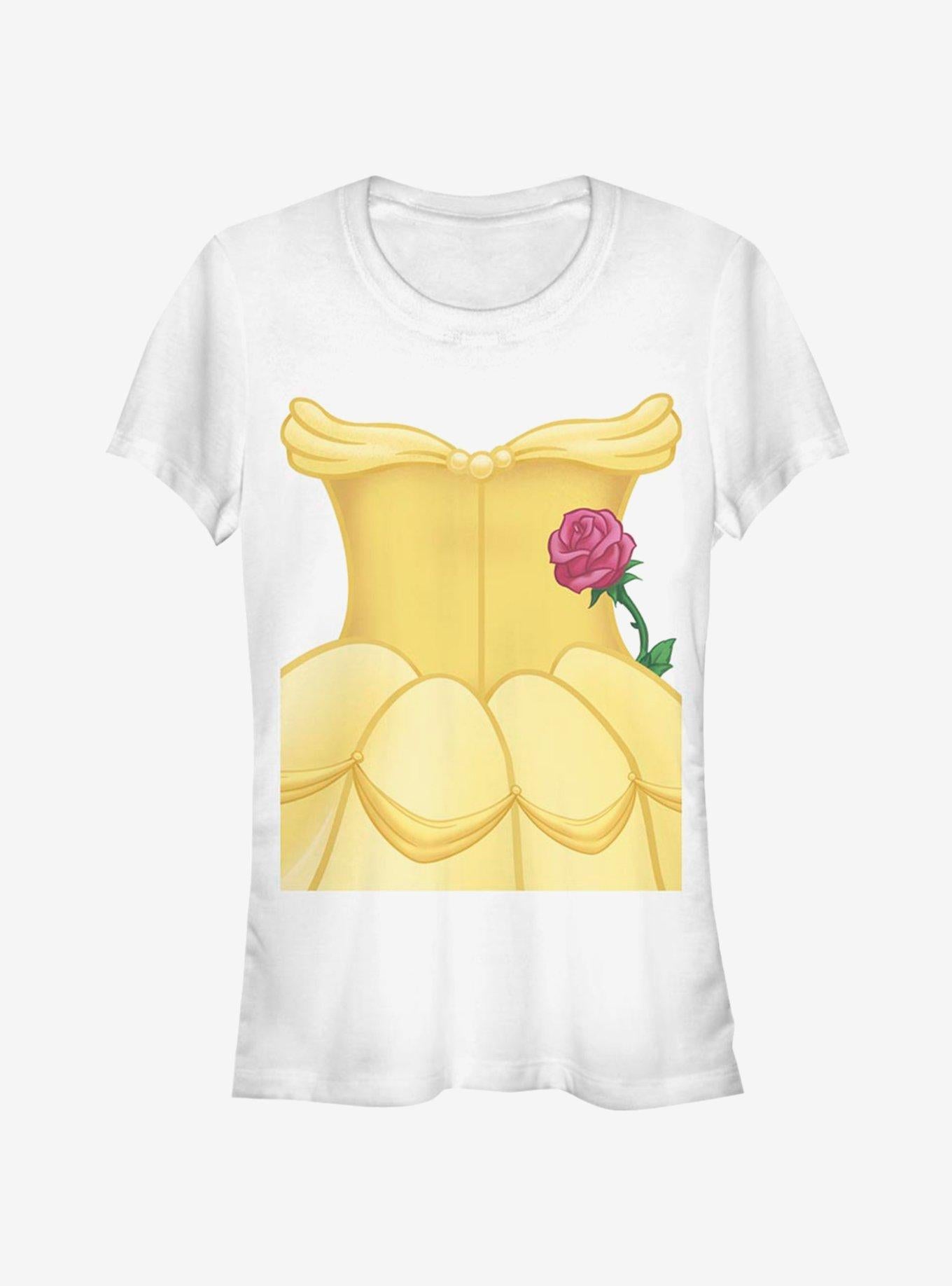 Disney Beauty and The Beast Belle Faux Costume Girls T-Shirt | Trending Graphic Tee For Fans