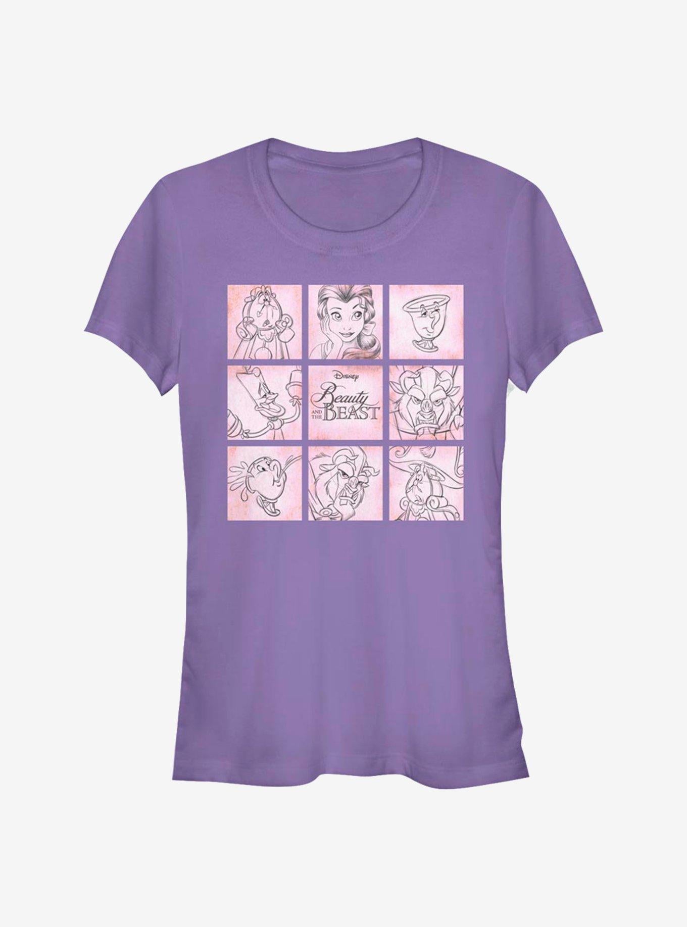 Disney Beauty And The Beast Sketches Girls T-Shirt | Trending Graphic Tee For Fans