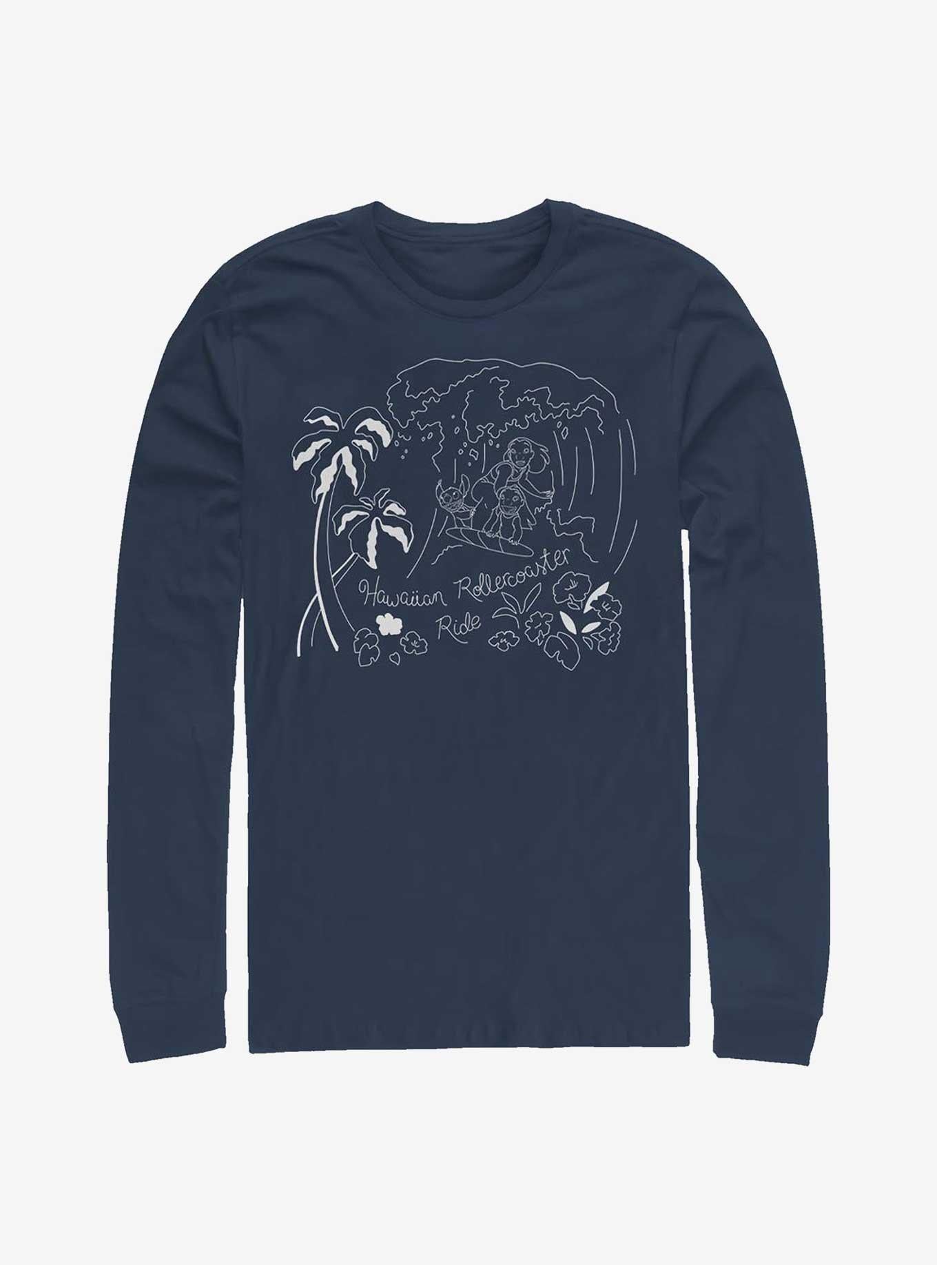 Disney Lilo & Stitch Hawaiian Rollercoaster Ride Long-Sleeve T-Shirt | Trending Graphic Tee For Fans