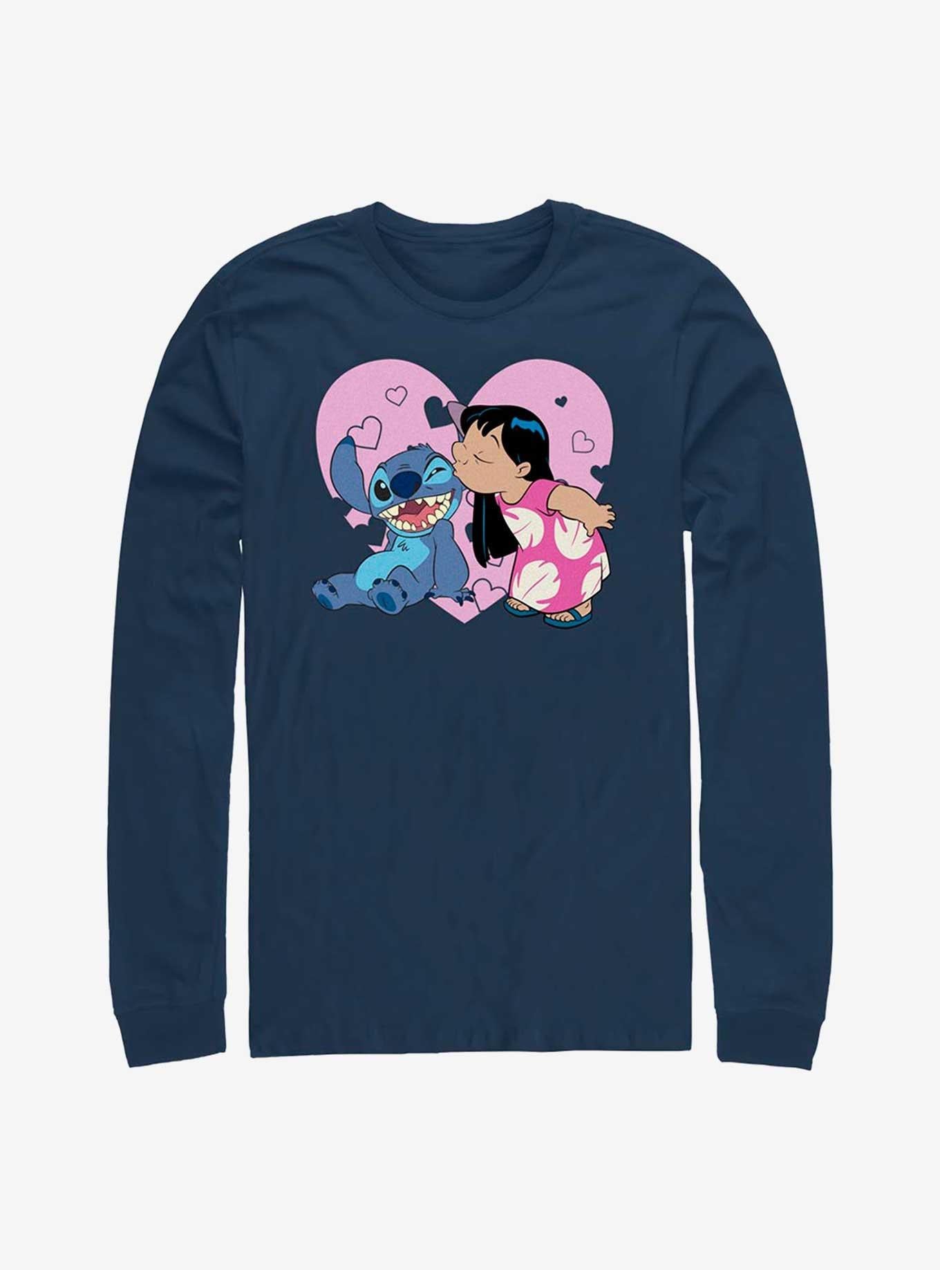 Disney Lilo & Stitch Kisses Long Sleeve T-Shirt | Trending Graphic Tee For Fans