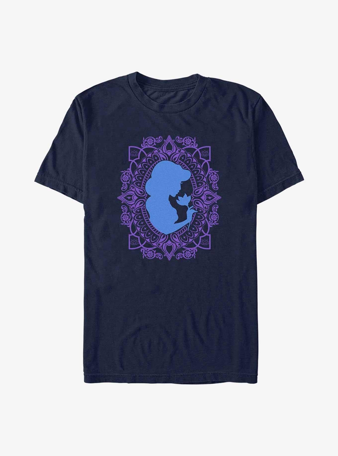 Disney Aladdin Jasmine Flower Frame Silhouette T-Shirt | Trending Graphic Tee For Fans