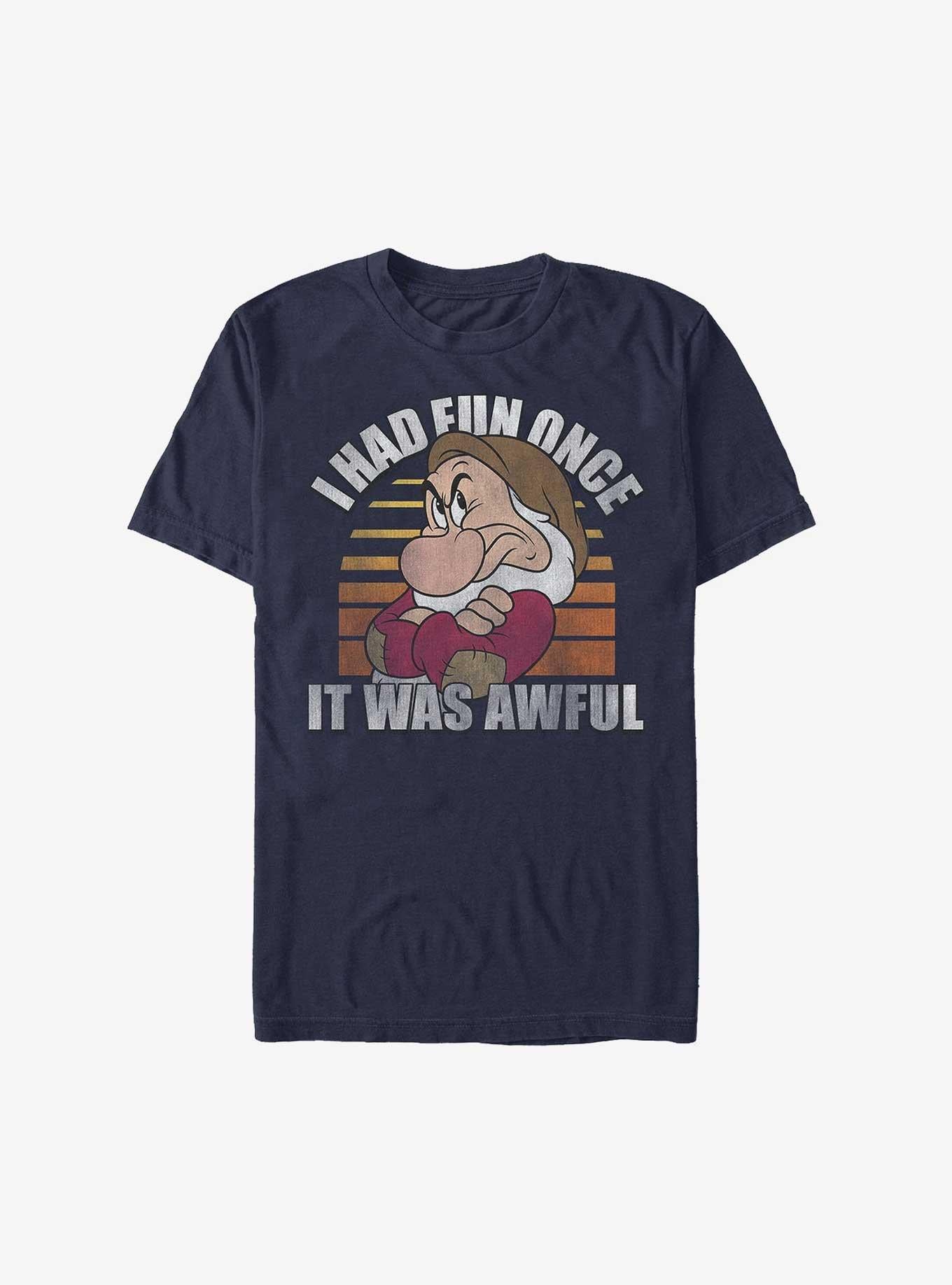 Disney Snow White and the Seven Dwarfs Grumpy No Fun T-Shirt | Trending Graphic Tee For Fans