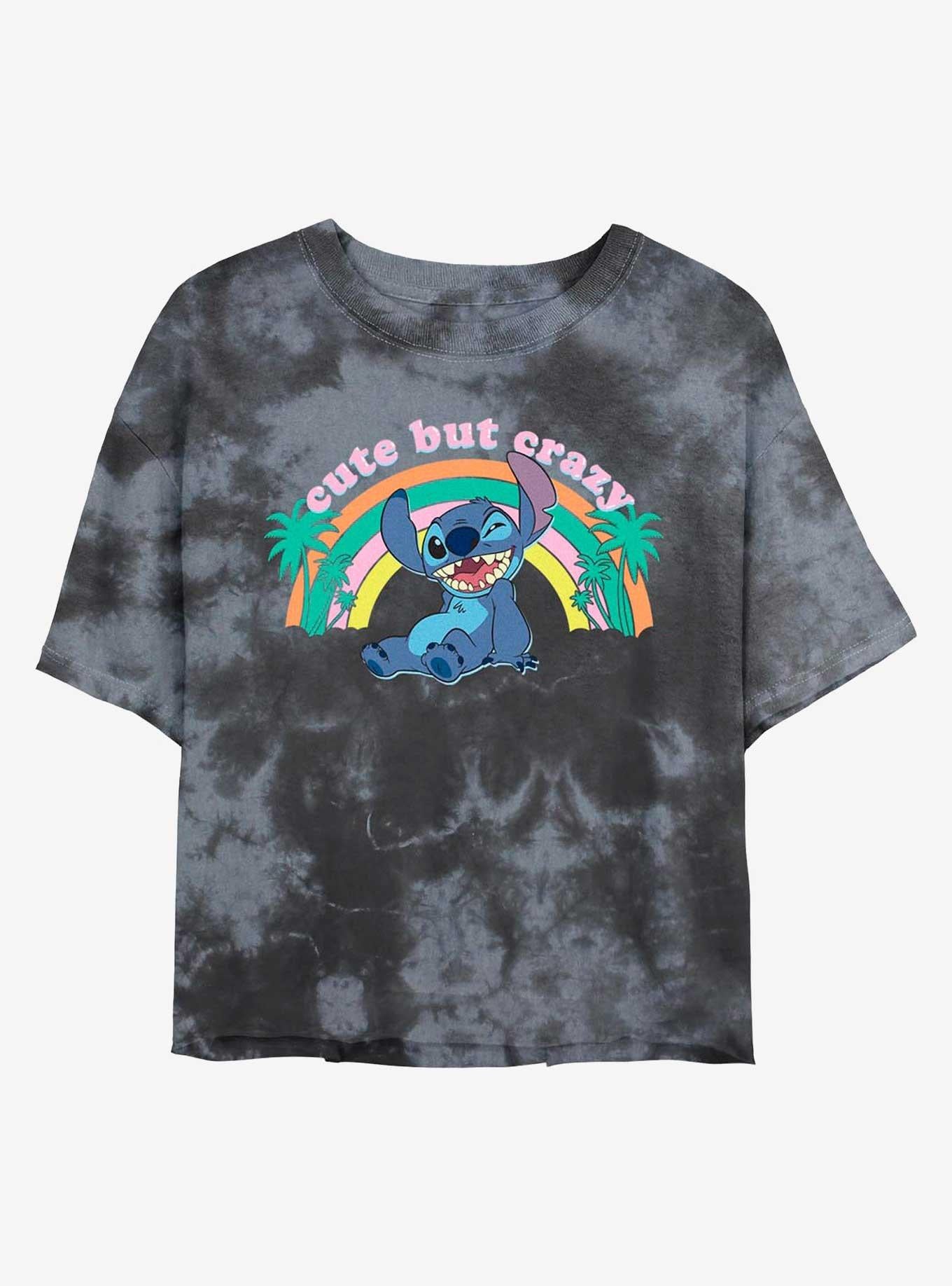 Disney Lilo & Stitch Cute But Crazy Tie-Dye Girls Crop T-Shirt | Trending Graphic Tee For Fans