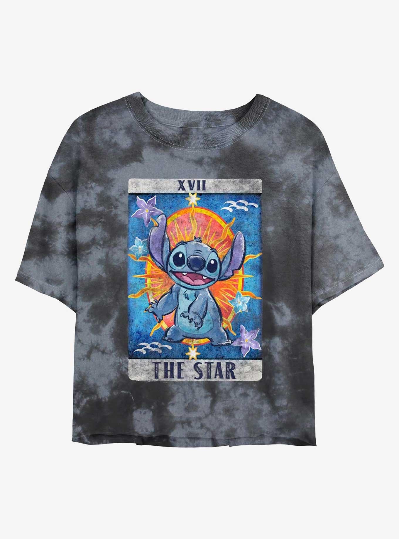 Disney Lilo & Stitch The Star Tarot Card Tie-Dye Girls Crop T-Shirt | Trending Graphic Tee For Fans