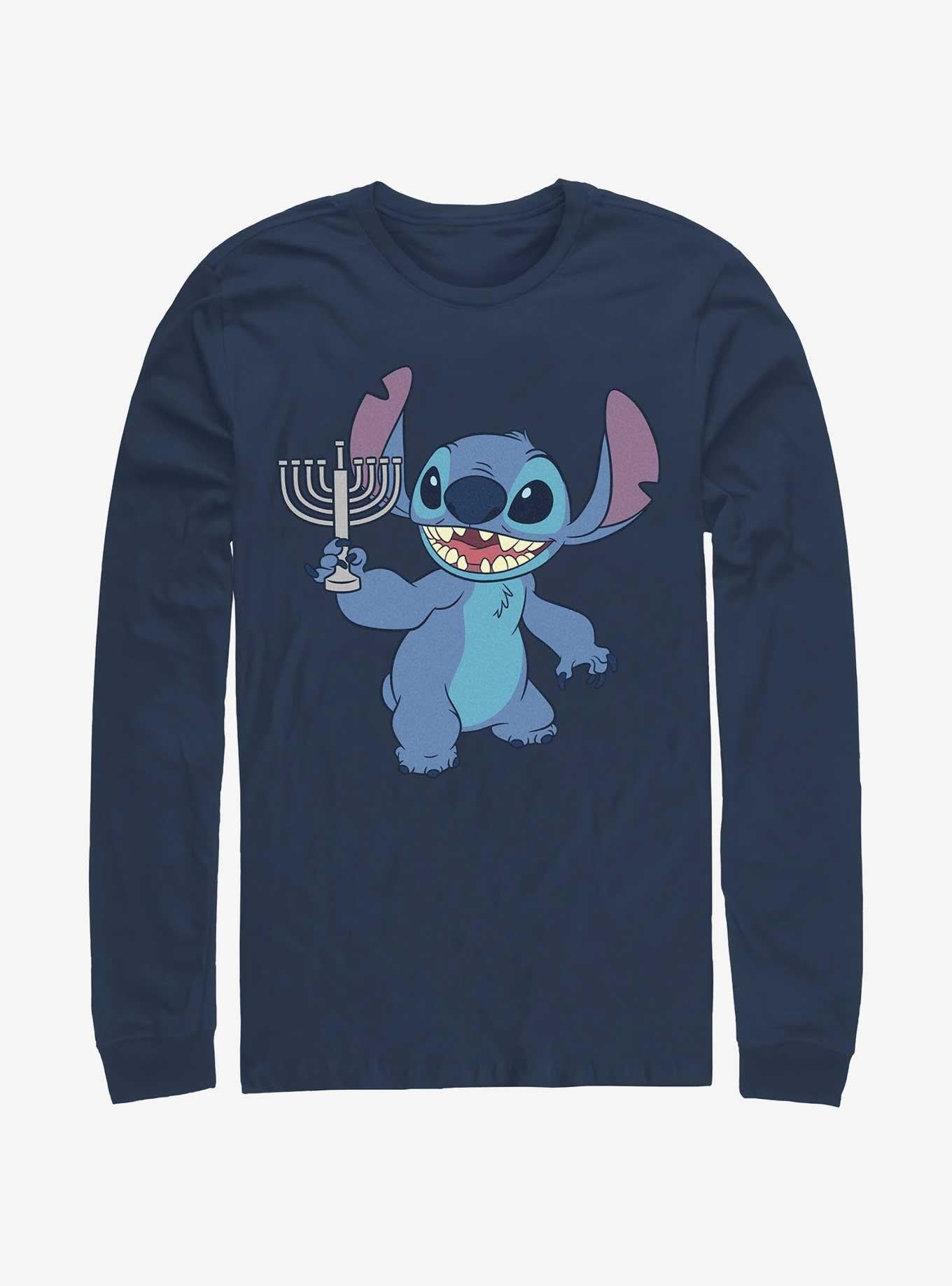 Disney Lilo & Stitch Hanukkah Menorah Long-Sleeve T-Shirt | Trending Graphic Tee For Fans