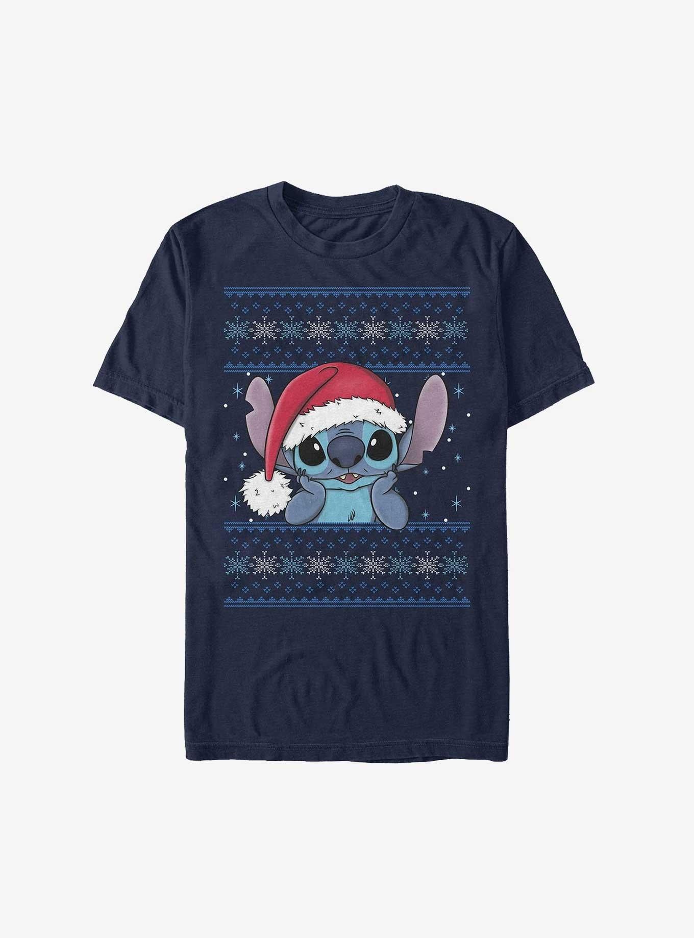 Disney Lilo & Stitch Santa Hat Ugly Christmas Extra Soft T-Shirt | Trending Graphic Tee For Fans