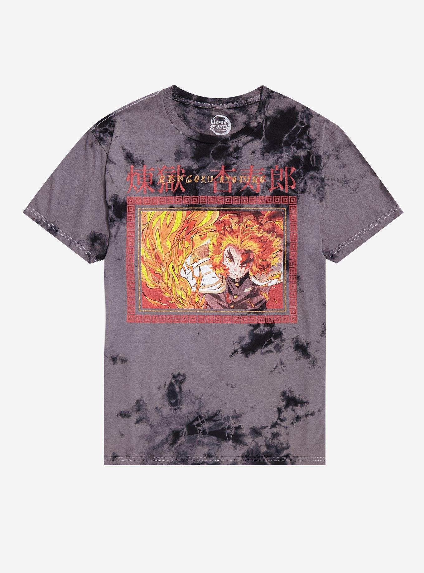 Demon Slayer Kimetsu No Yaiba Rengoku Flames Tie-Dye T-Shirt | Trending Graphic Tee For Fans