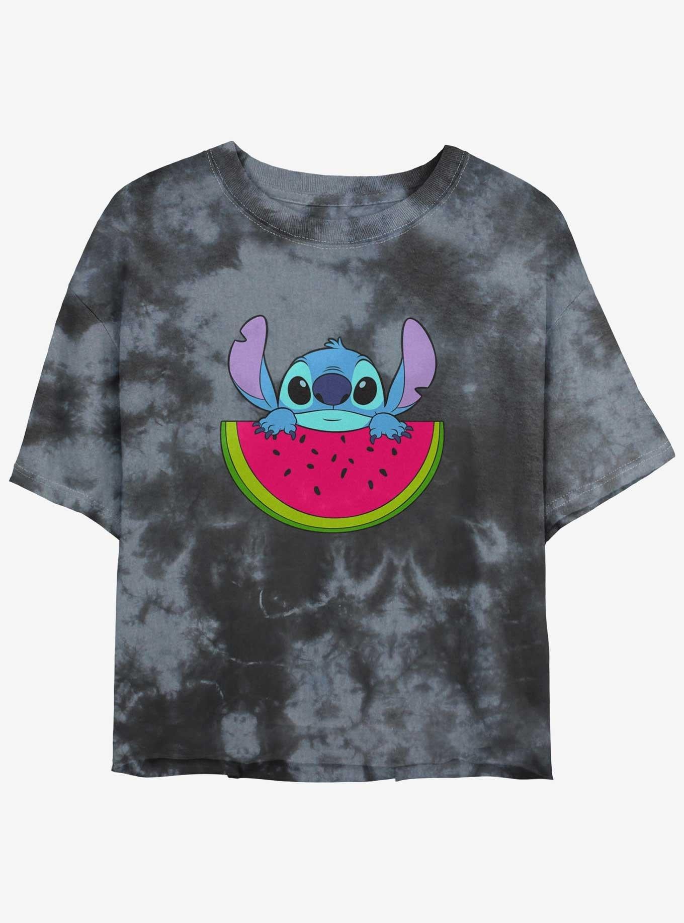 Disney Lilo & Stitch Watermelon Tie-Dye Girls Crop T-Shirt | Trending Graphic Tee For Fans