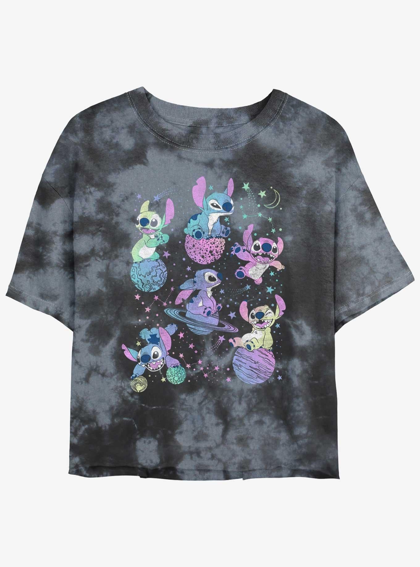 Disney Lilo & Stitch Planetary Stitch Tie-Dye Girls Crop T-Shirt | Trending Graphic Tee For Fans