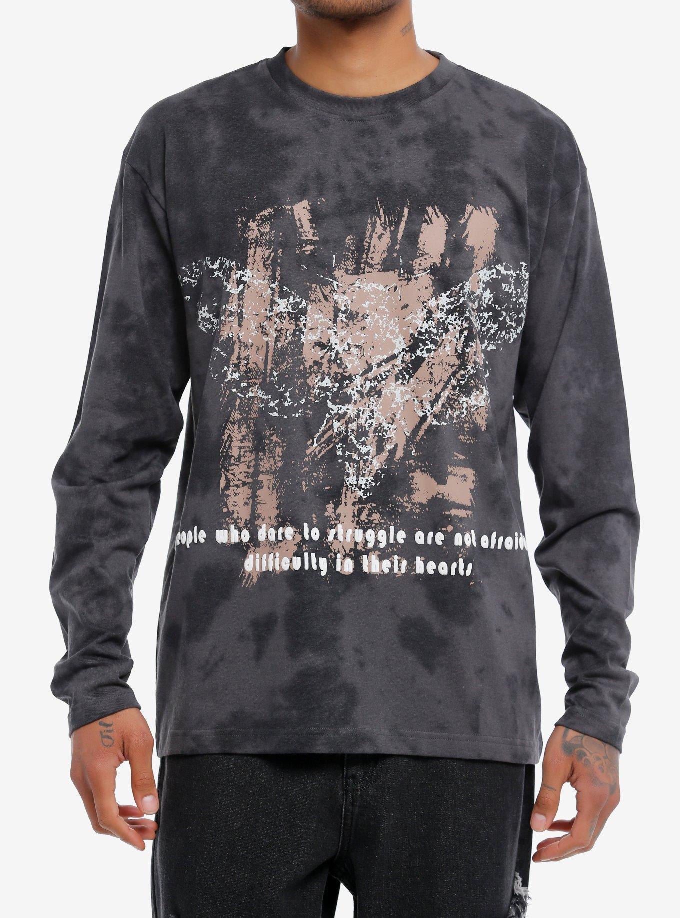 Distressed Moth Dark Wash Long-Sleeve T-Shirt | Trending Graphic Tee For Fans