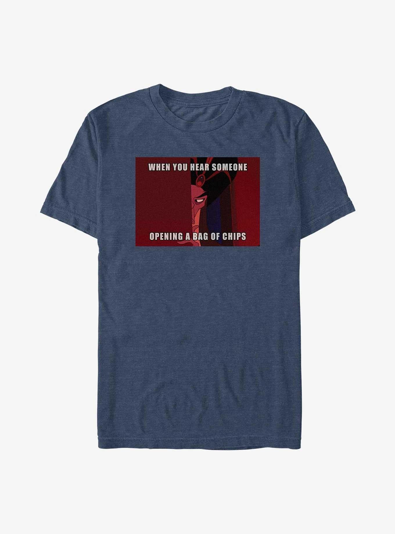 Disney Aladdin Jafar Bag of Chips Meme T-Shirt | Trending Graphic Tee For Fans