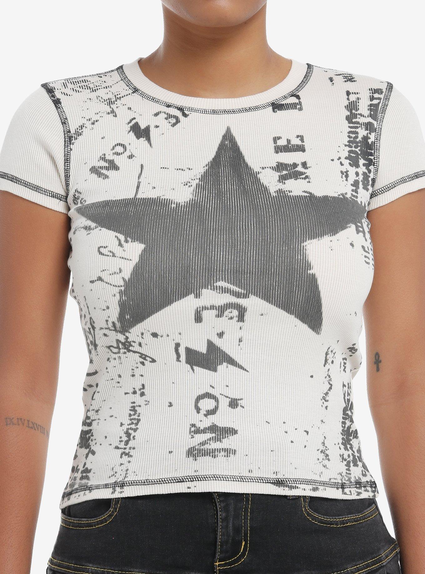 Star Contrast Stitch Ribbed Girls Baby T-Shirt | Trending Graphic Tee For Fans