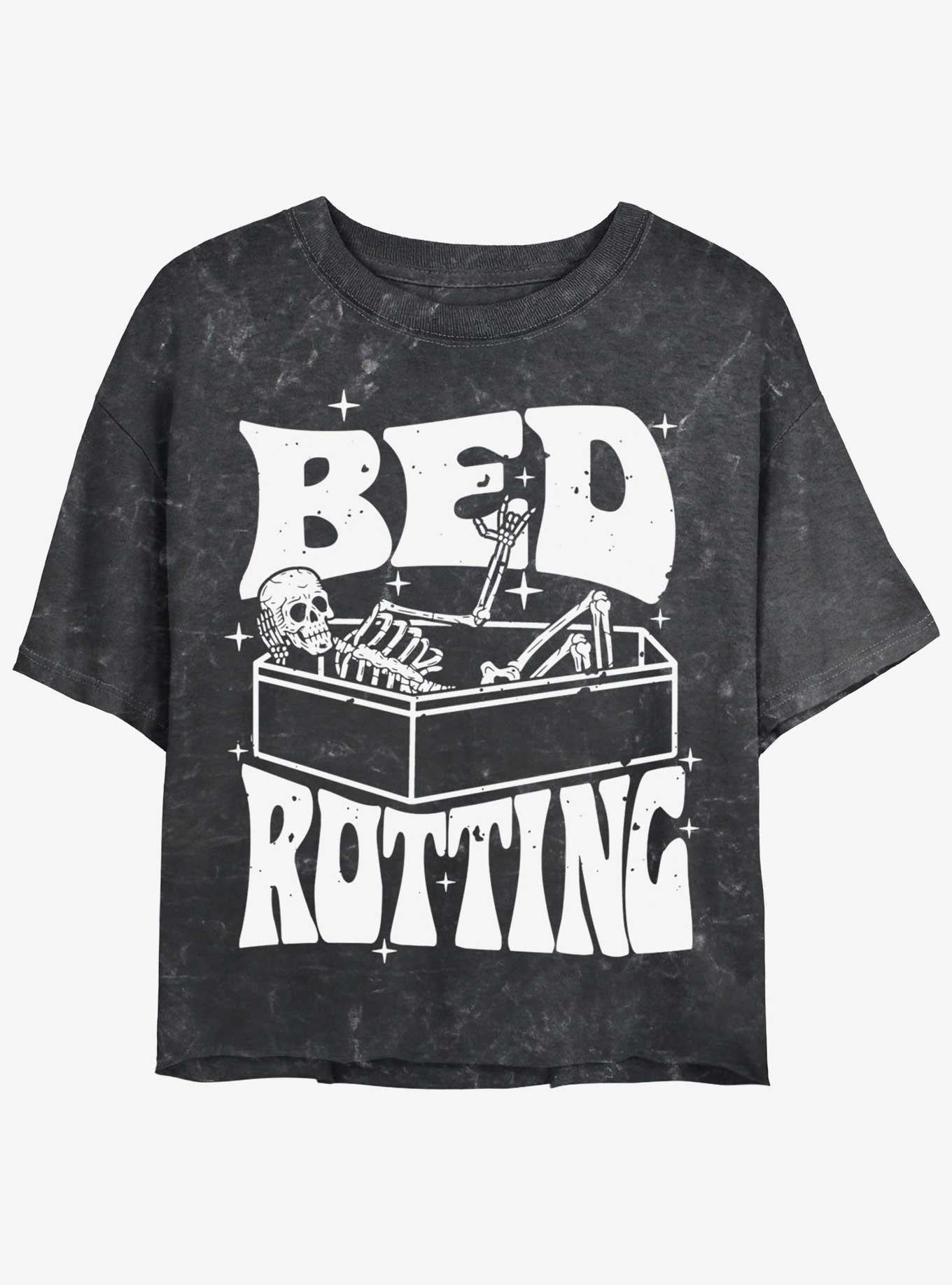 Skeletal Bed Mineral Wash Girls Crop T-Shirt | Trending Graphic Tee For Fans