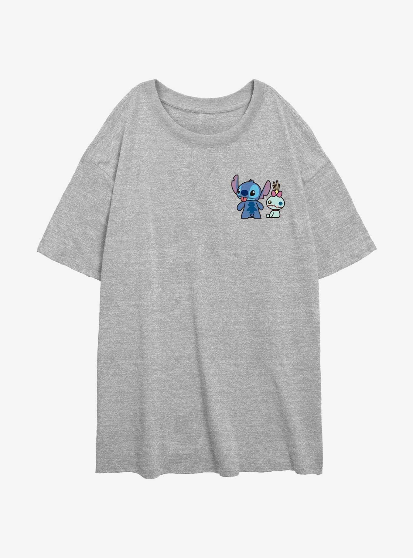 Disney Lilo & Stitch And Lilttle Scrump Pocket Girls Oversized T-Shirt | Trending Graphic Tee For Fans