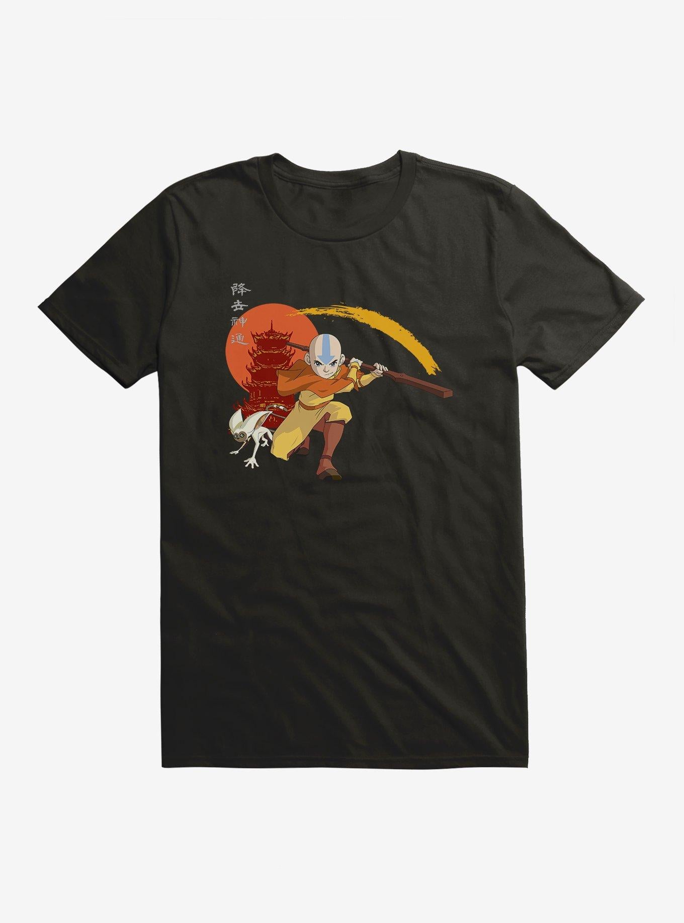 Avatar The Last Airbender Aand And Momo Japanese Text T-Shirt | Trending Graphic Tee For Fans