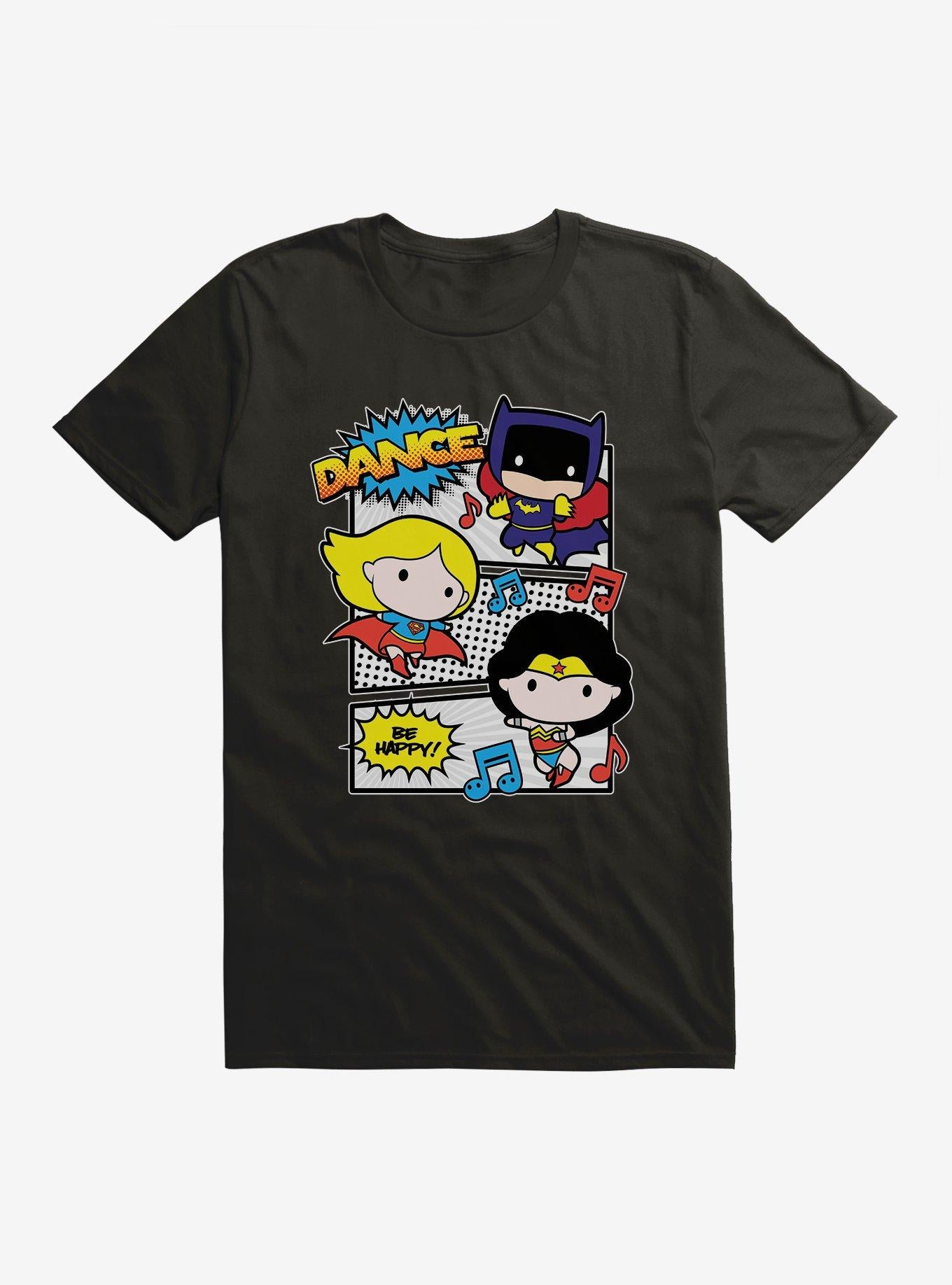 DC Comics Chibi Happy Dance Party T-Shirt | Trending Graphic Tee For Fans