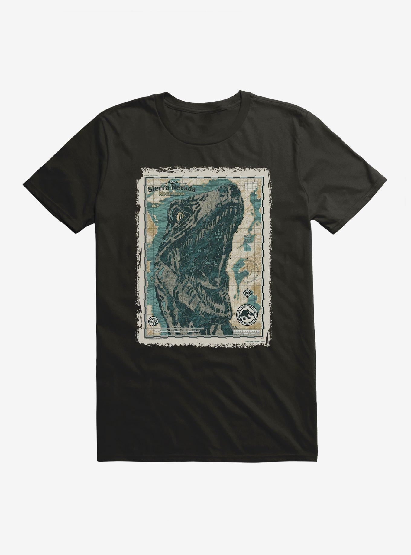 Jurassic World Dominion Sierra Nevada Mountains Map T-Shirt | Trending Graphic Tee For Fans