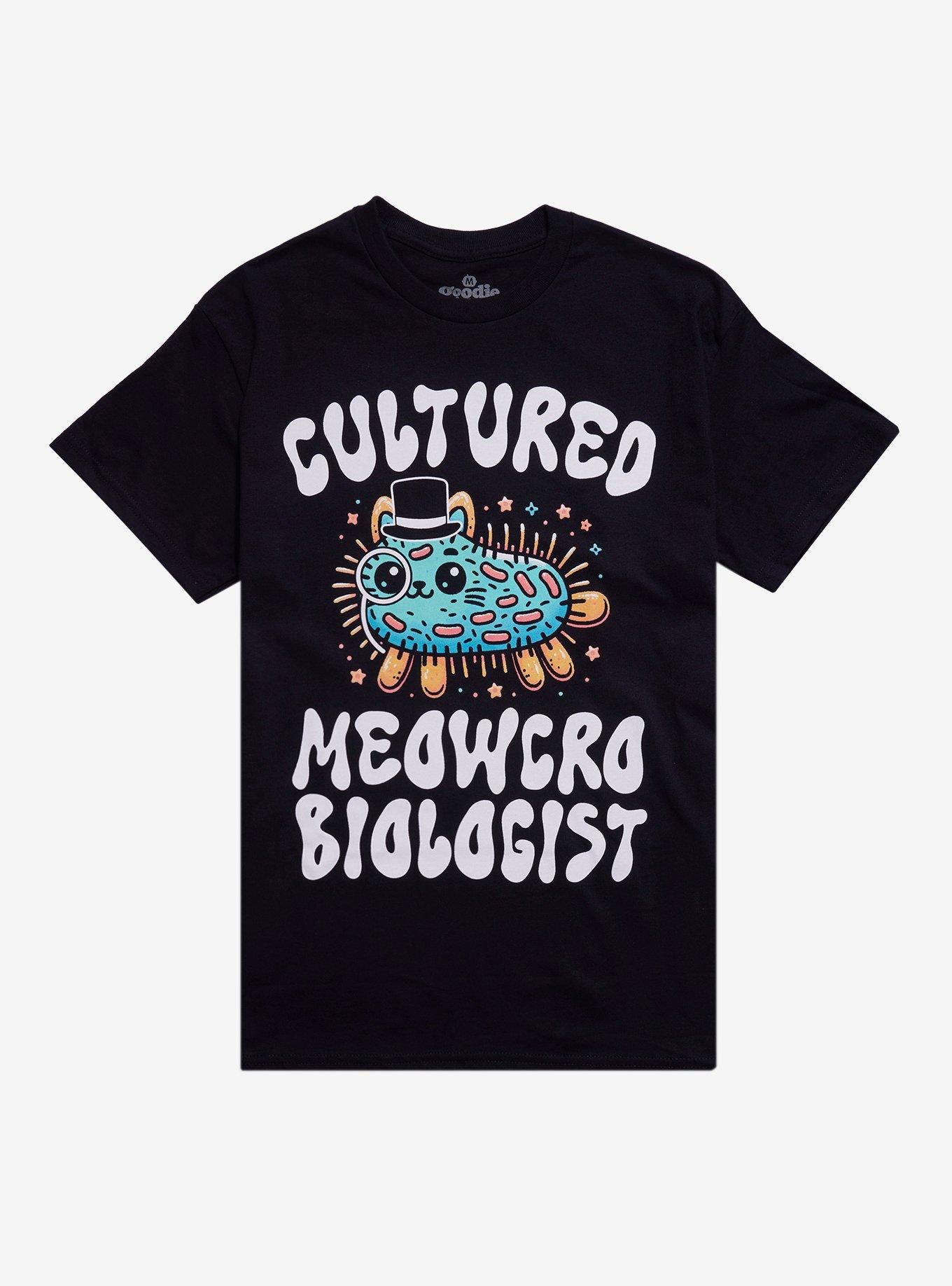 Meowcro Biologist By Goodie Two Sleeves T-Shirt | Trending Graphic Tee For Fans