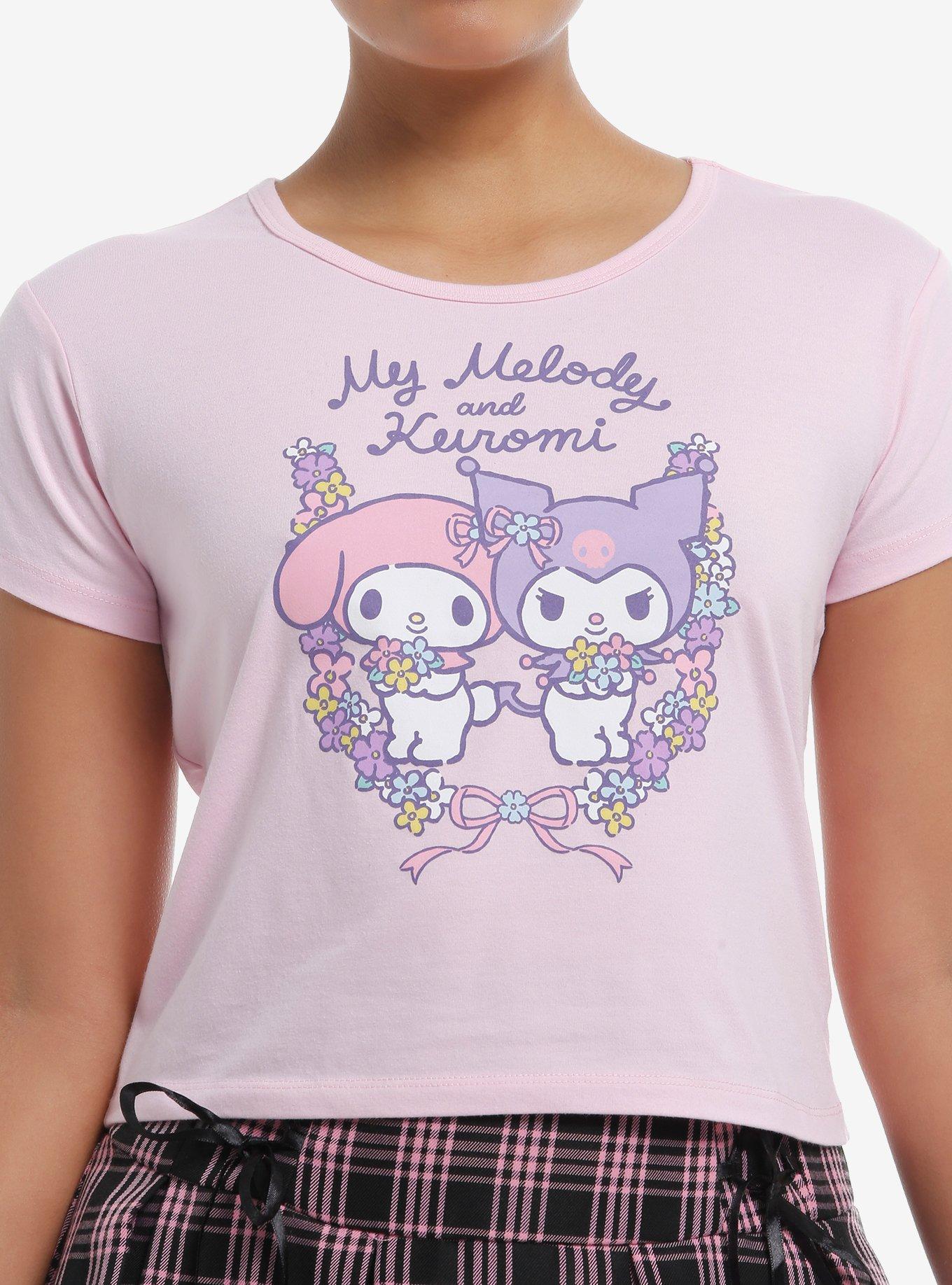My Melody & Kuromi Floral Ribbon Girls Baby T-Shirt | Trending Graphic Tee For Fans