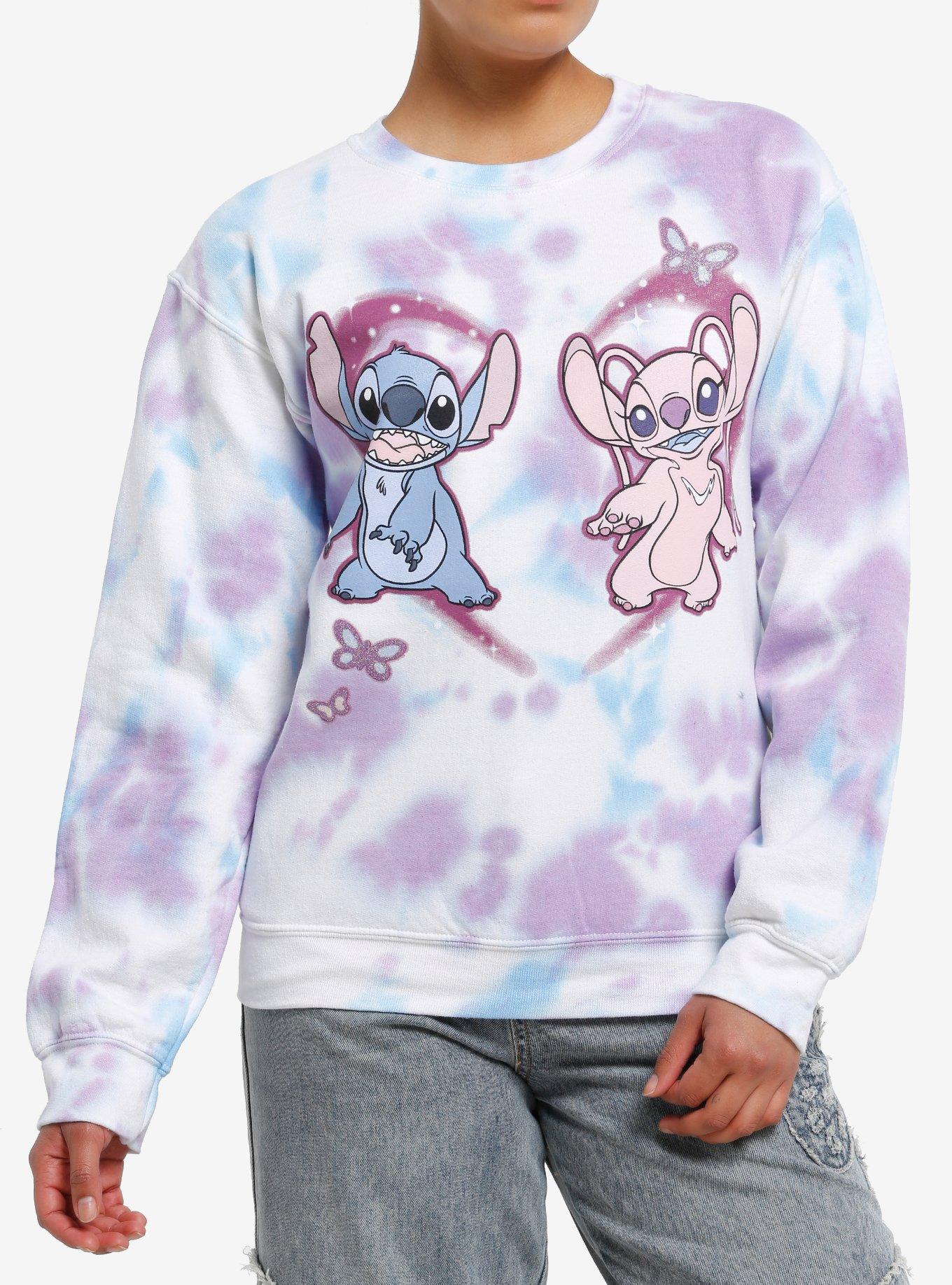 Disney Stitch & Angel Heart Glitter Tie-Dye Girls Sweatshirt | Limited Edition Fan Favorite