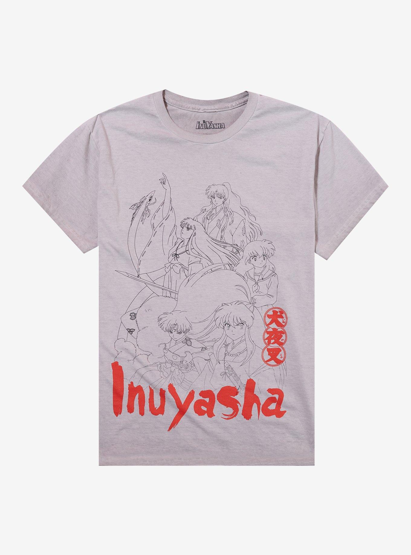 InuYasha Character Outline Boyfriend Fit Girls T-Shirt | Trending Graphic Tee For Fans