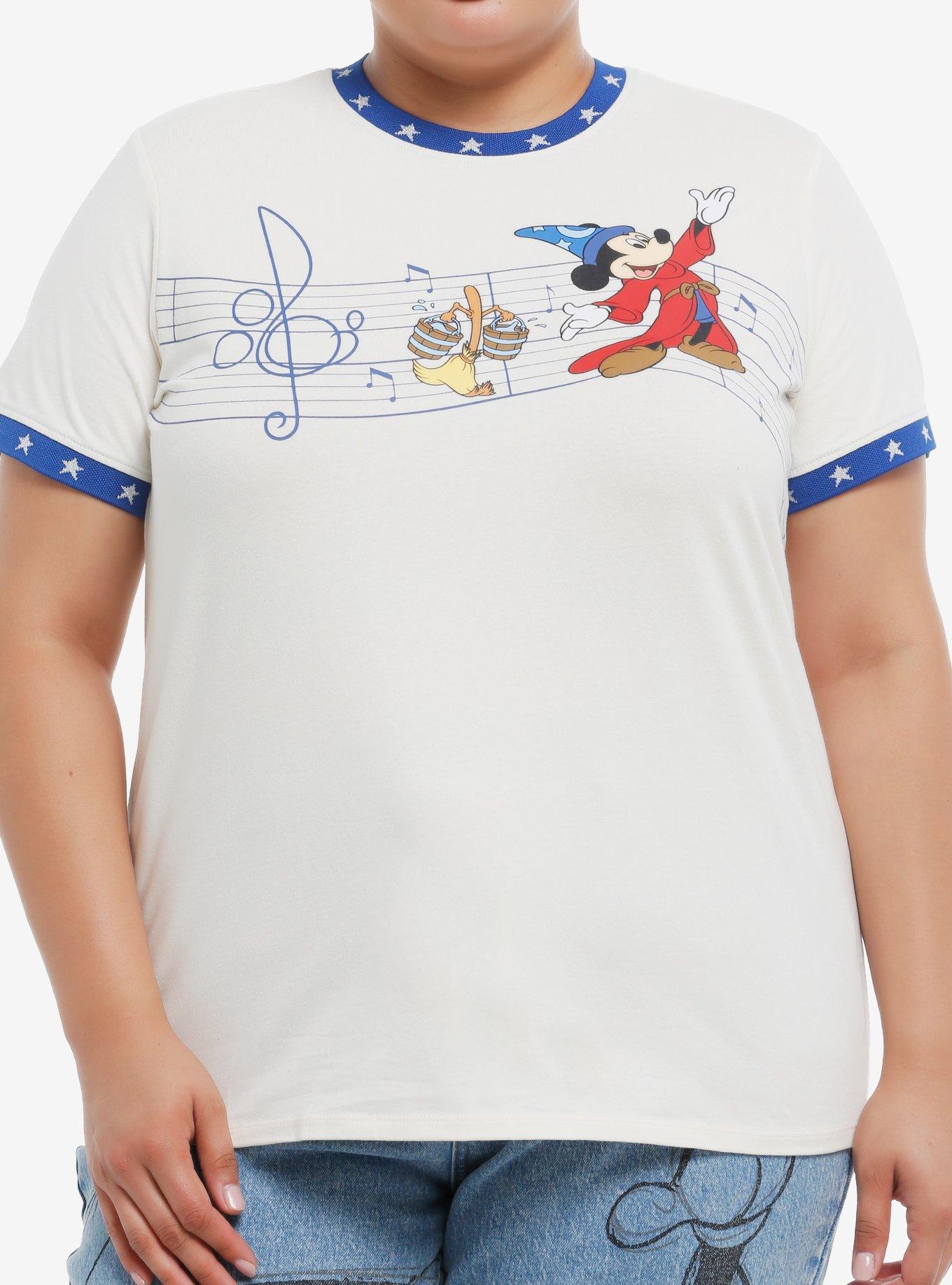 Her Universe Disney Fantasia The Sorcerer's Apprentice Mickey Mouse Girls Ringer Plus Size T-Shirt | Trending Graphic Tee For Fans
