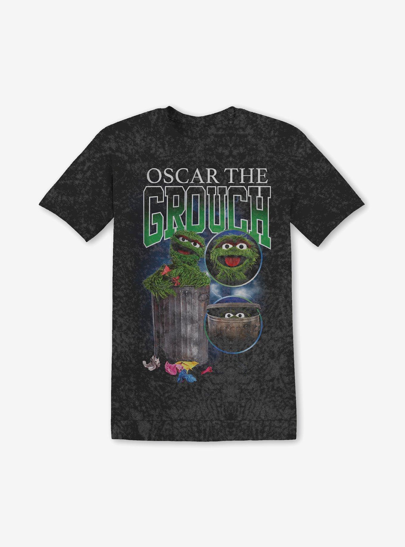 Sesame Street Oscar The Grouch Mineral Wash Boyfriend Fit Girls T-Shirt | Trending Graphic Tee For Fans