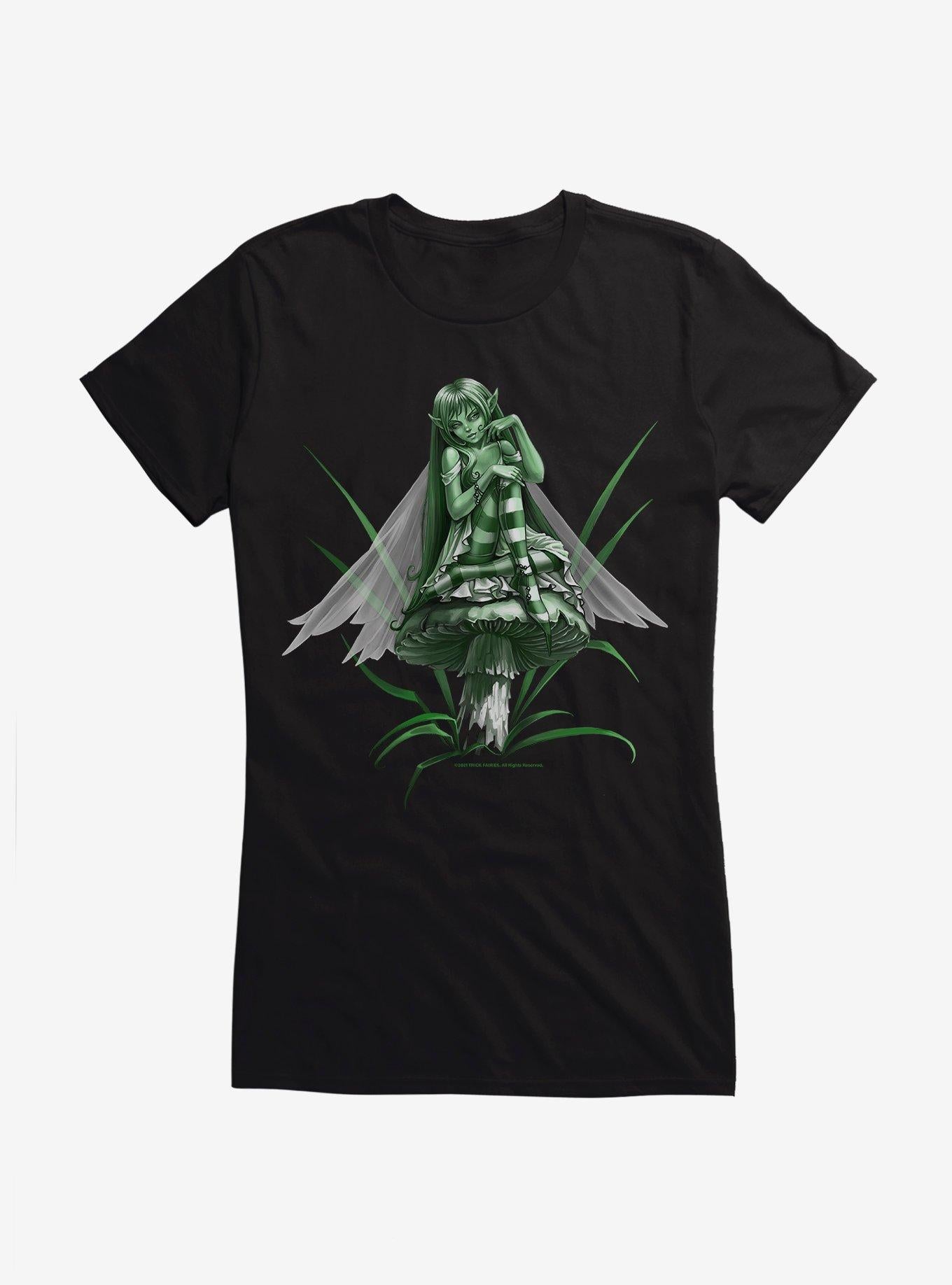 Fairies By Trick Green Mushroom Fairy Girls T-Shirt | Trending Graphic Tee For Fans