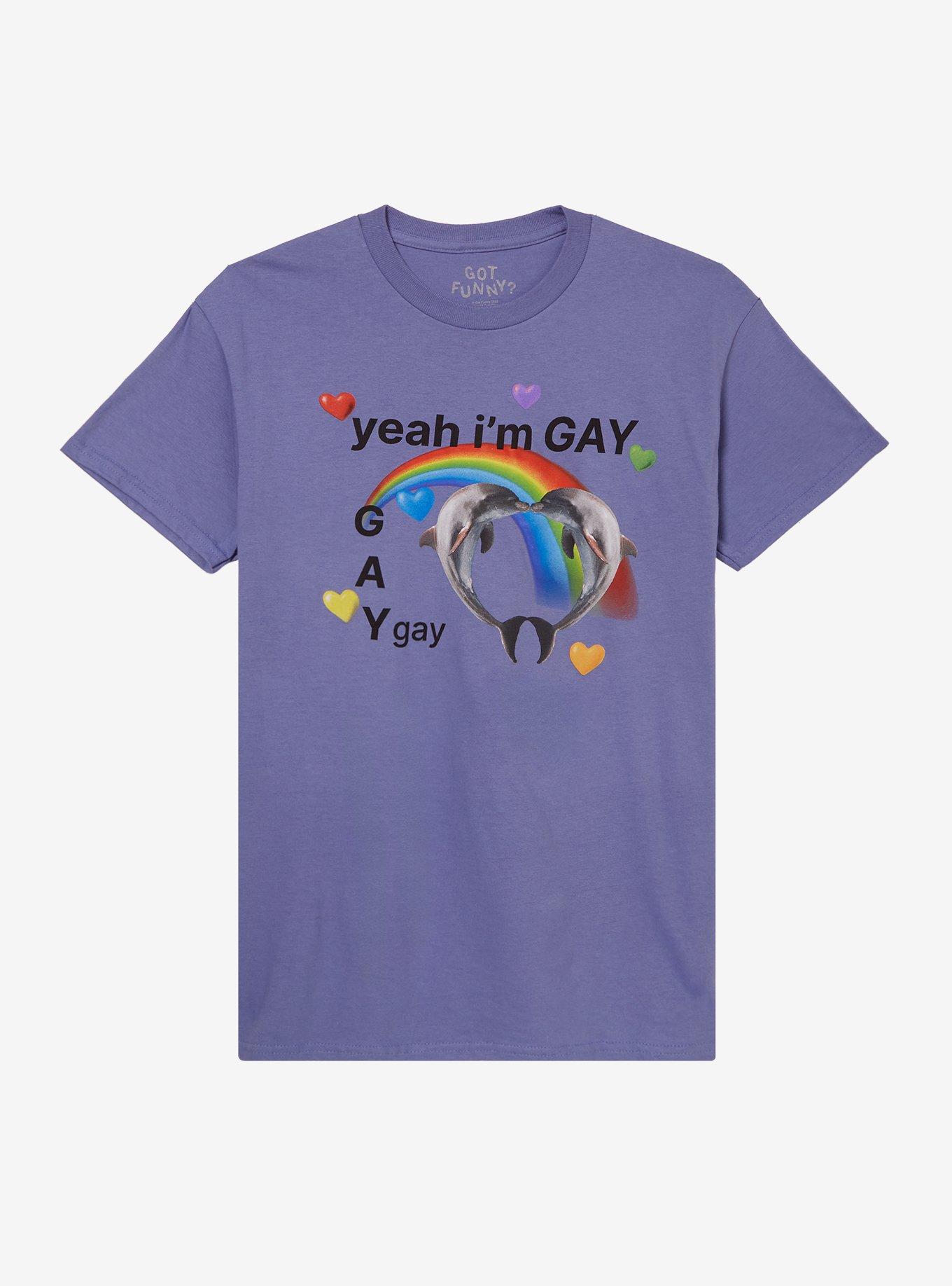 Dolphins Yeah I'm Gay By Got Funny? T-Shirt | Trending Graphic Tee For Fans