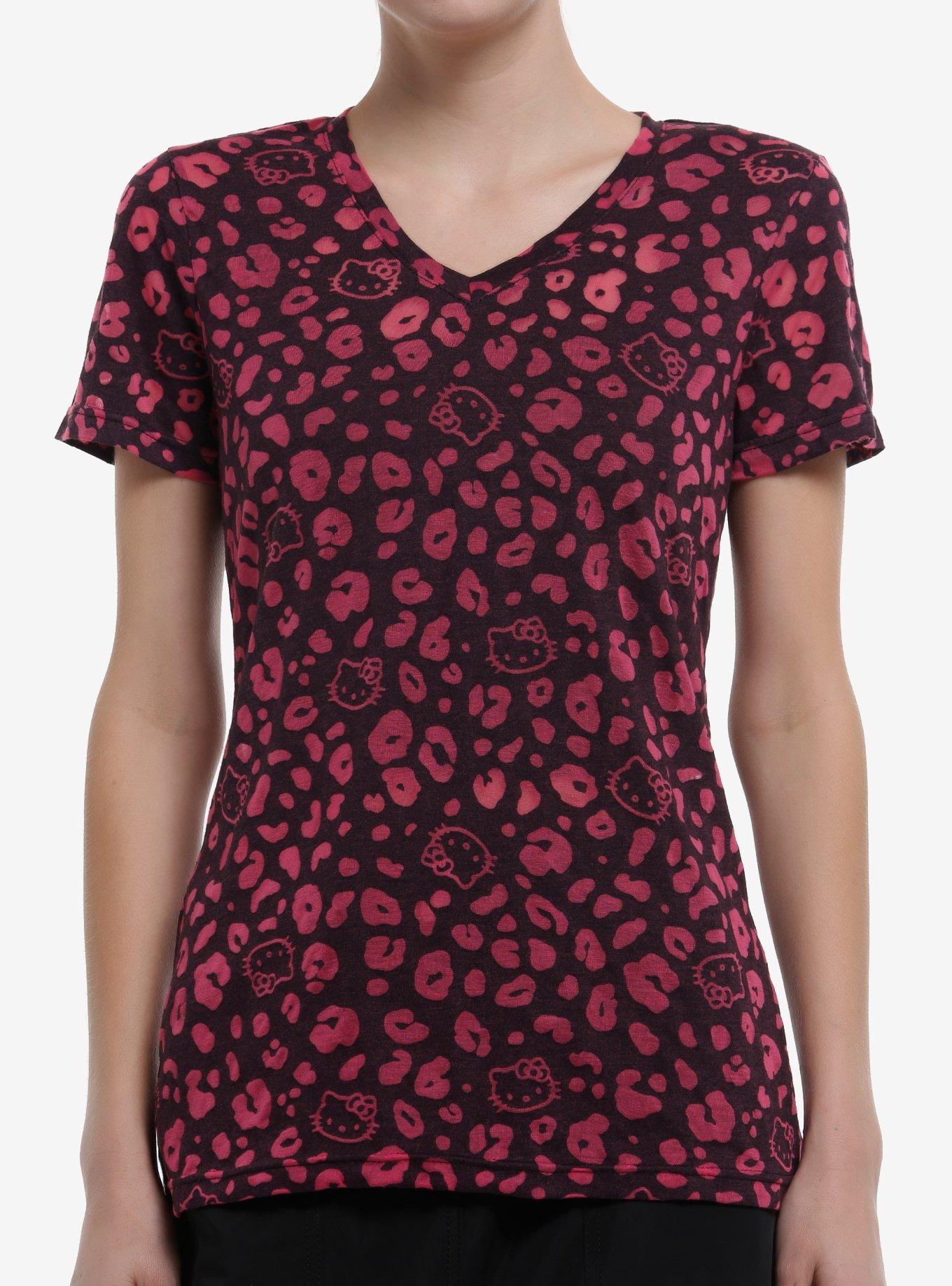 Hello Kitty Pink Leopard Sheer Girls T-Shirt | Trending Graphic Tee For Fans