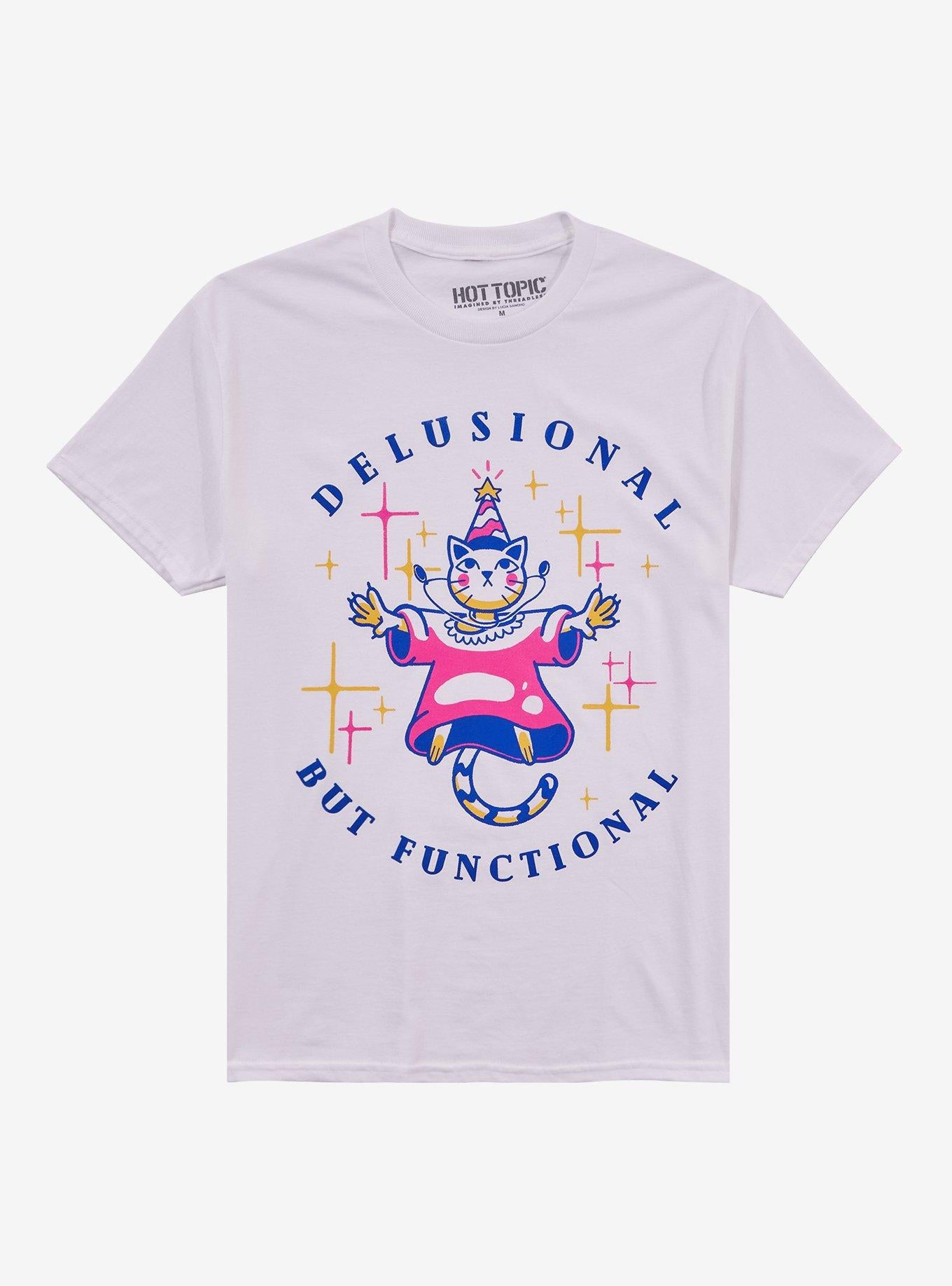 Delusional & Functional Cat Wizard By Lucia Sancho T-Shirt | Trending Graphic Tee For Fans