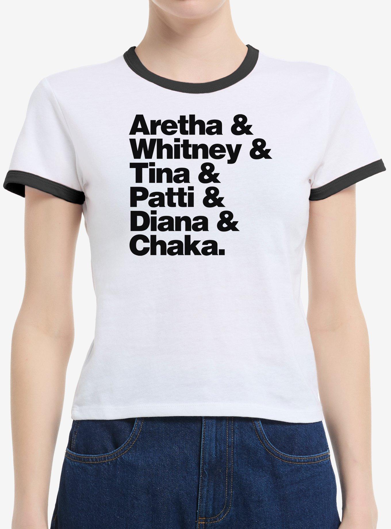 Black History Month Aretha Whitney Tina Patti Diana Chaka Girls Ringer Crop T-Shirt | Trending Graphic Tee For Fans
