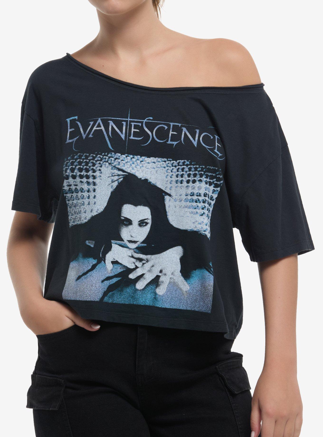 Evanescence Crawling Girls Crop Off-The-Shoulder T-Shirt | Trending Graphic Tee For Fans