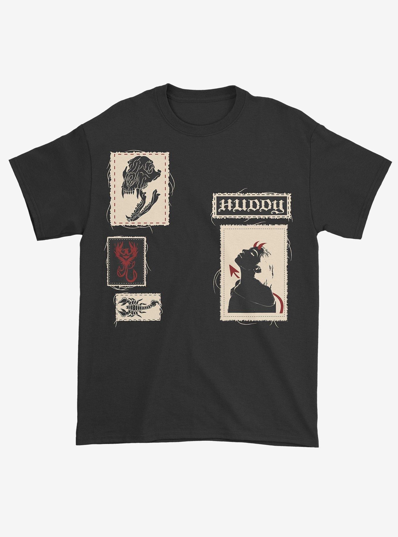 Huddy Icons Patches Hot Topic Exclusive T-Shirt | Trending Graphic Tee For Fans