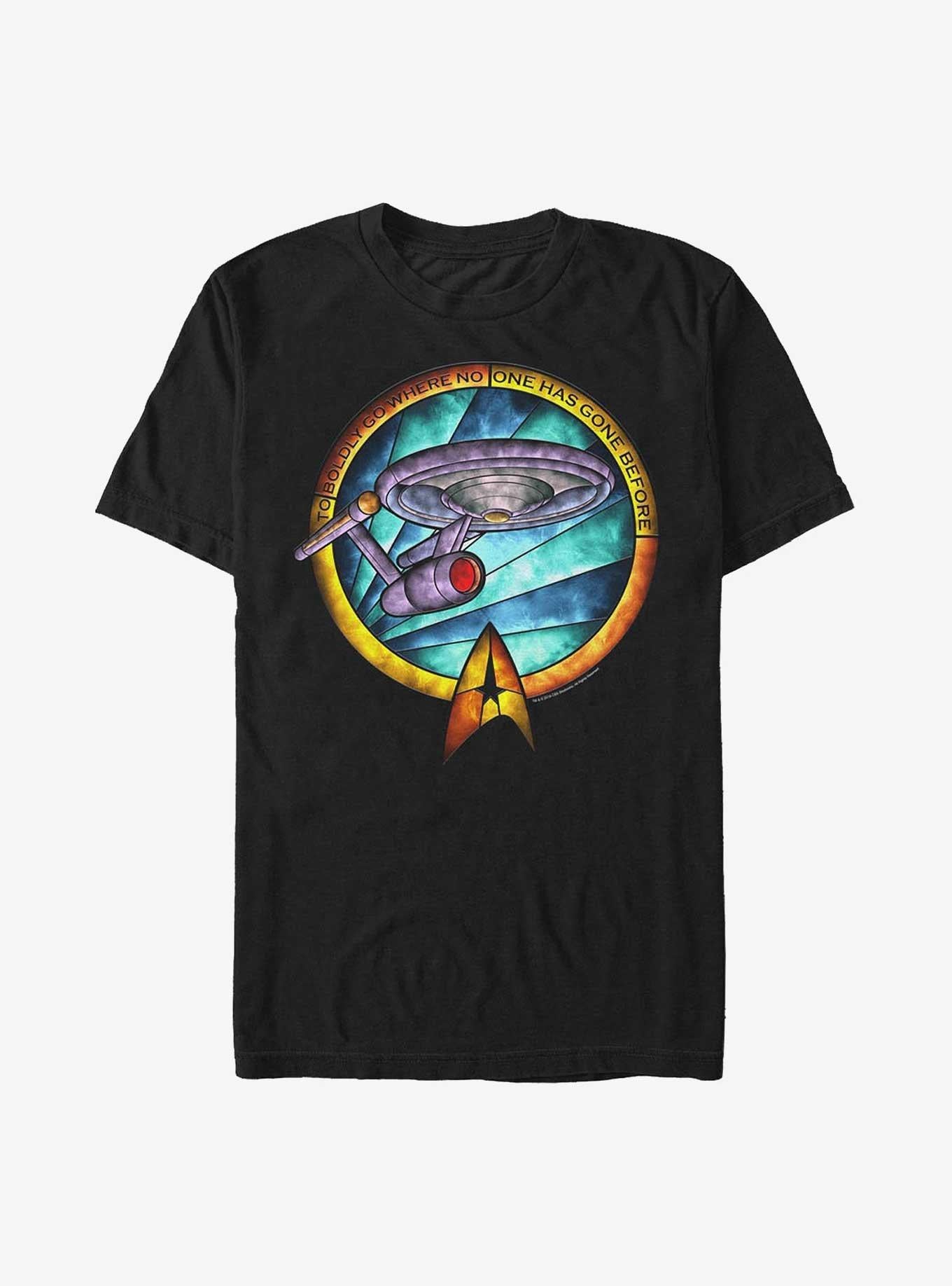 Star Trek USS Enterprise Stained Glass To Boldly Go T-Shirt | Trending Graphic Tee For Fans