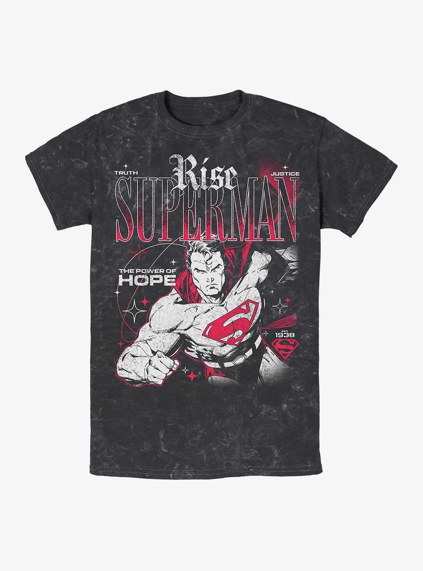 DC Comics Superman Rise Truth Justice Hope Mineral Wash Hot Topic Exclusive T-Shirt | Trending Graphic Tee For Fans