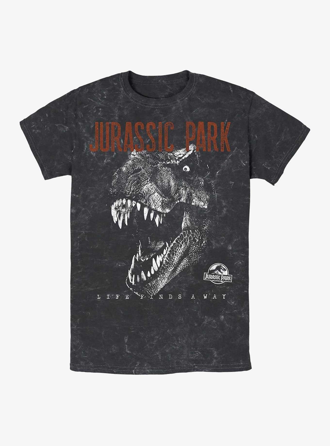 Jurassic Park T-Rex Life Finds A Way Mineral Wash Hot Topic Exclusive T-Shirt | Trending Graphic Tee For Fans