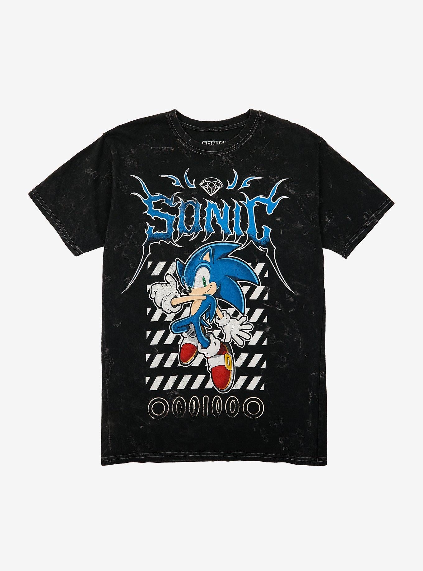 Sonic The Hedgehog Stripe Metal Dark Wash T-Shirt | Trending Graphic Tee For Fans