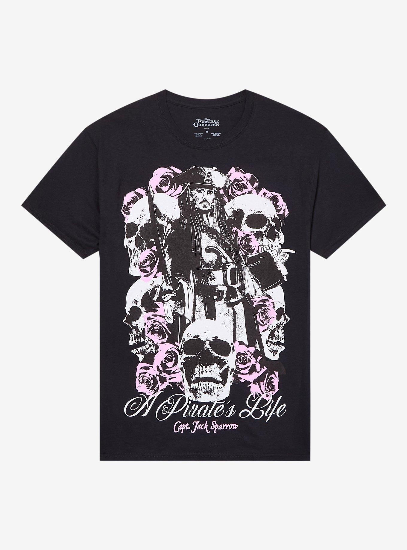Disney Pirates Of The Caribbean Jack Sparrow Skulls & Roses T-Shirt | Trending Graphic Tee For Fans