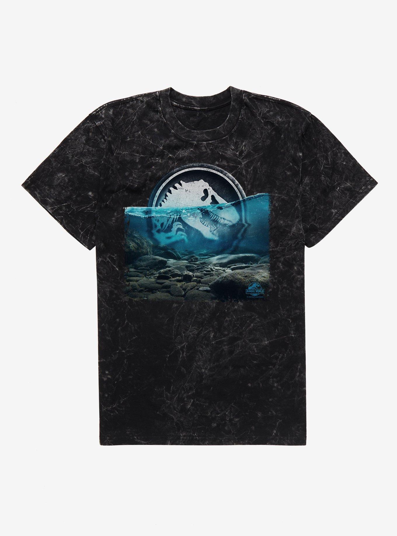 Jurassick World Rebirth Under Water Logo Mineral Wash T-Shirt | Trending Graphic Tee For Fans