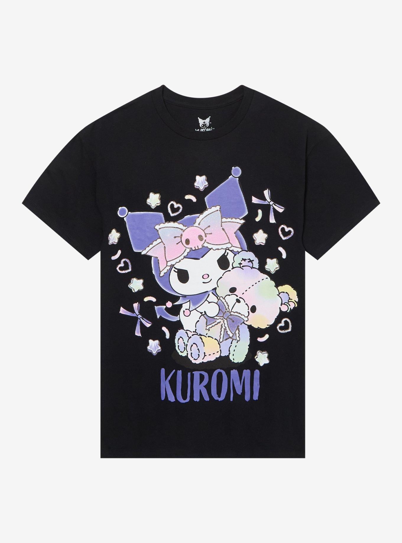 Kuromi Pastel Bear Glitter T-Shirt | Trending Graphic Tee For Fans