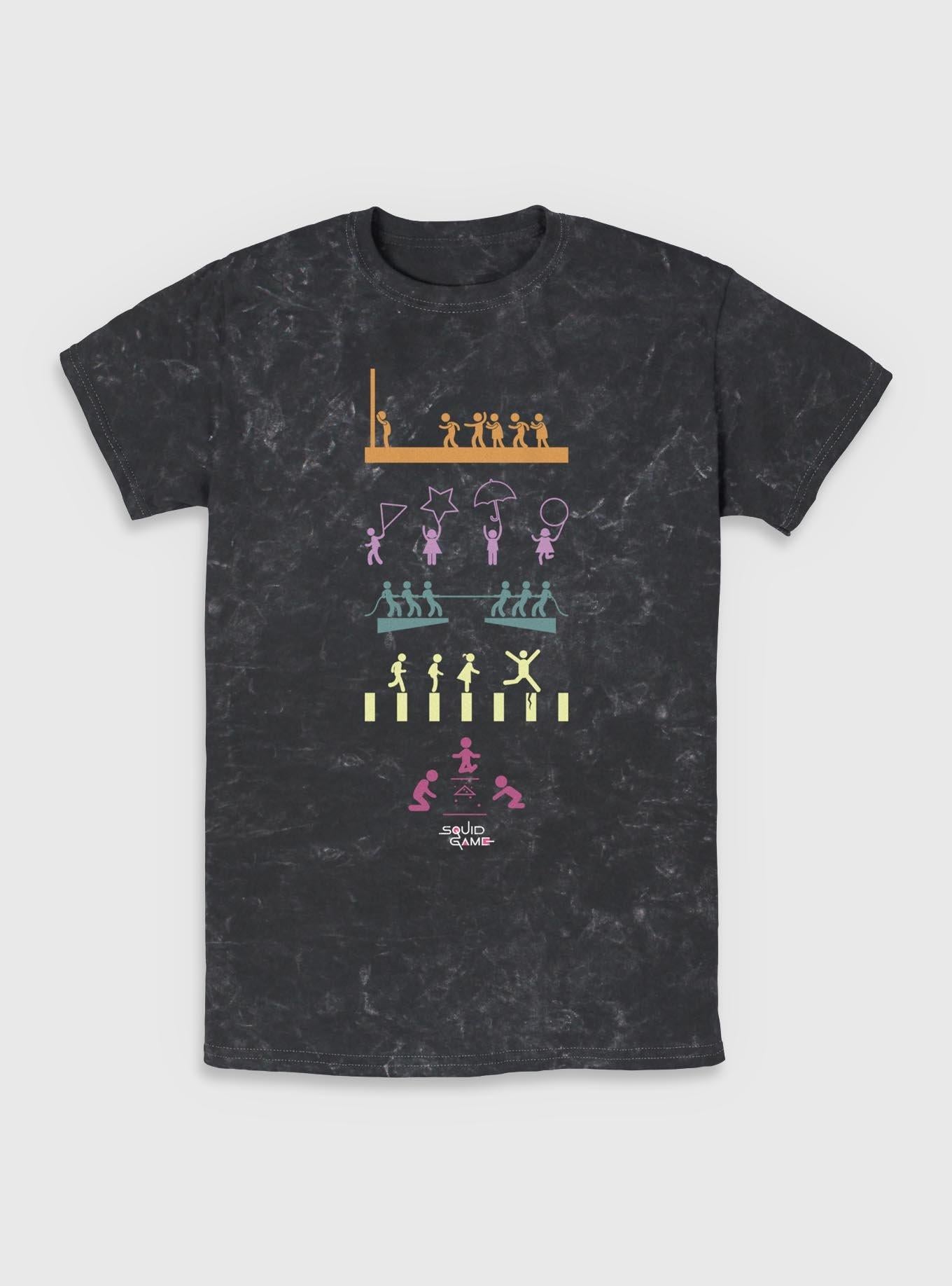 Squid Game Game Icons Mineral Wash T-Shirt | Trending Graphic Tee For Fans