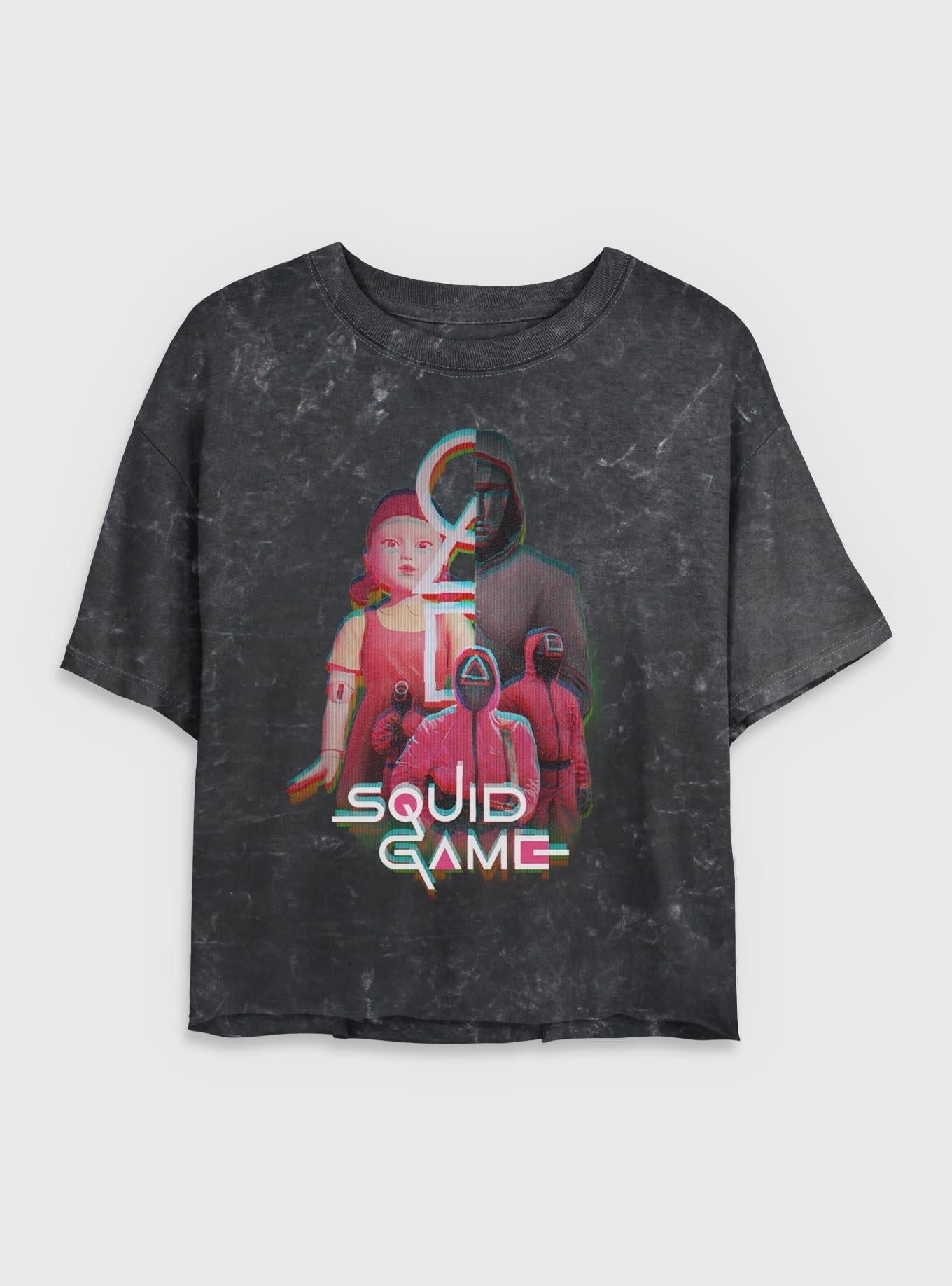 Squid Game Glitch Girls Mineral Wash Crop T-Shirt | Trending Graphic Tee For Fans