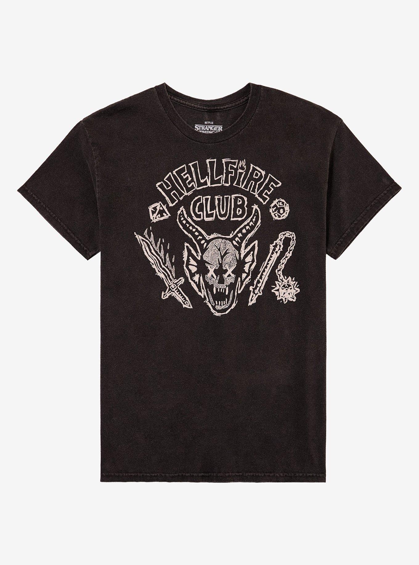 Stranger Things Hellfire Club Double-Sided Dark Wash T-Shirt | Trending Graphic Tee For Fans