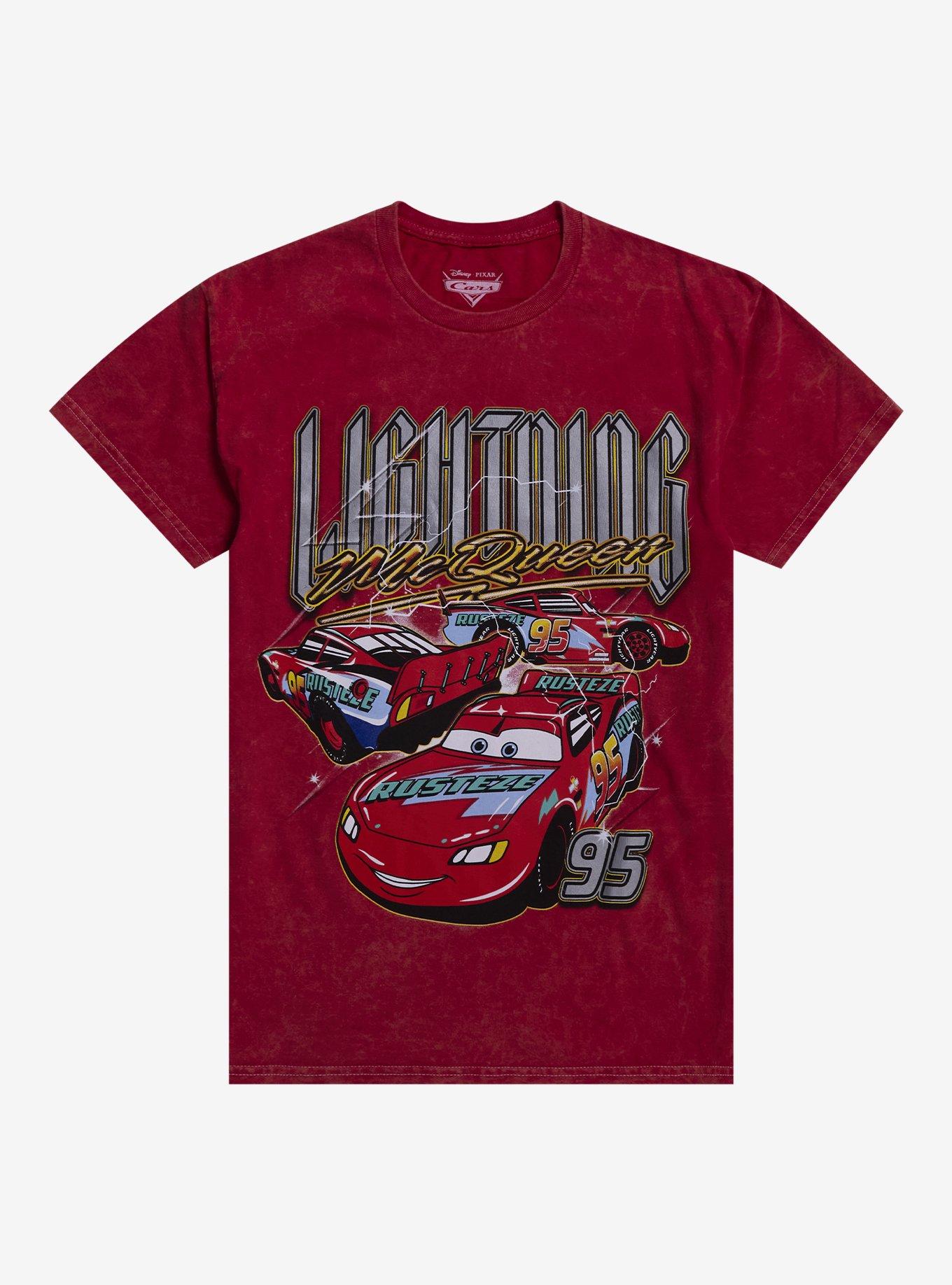 Disney Pixar Cars Lightning McQueen Collage Red Wash T-Shirt | Trending Graphic Tee For Fans