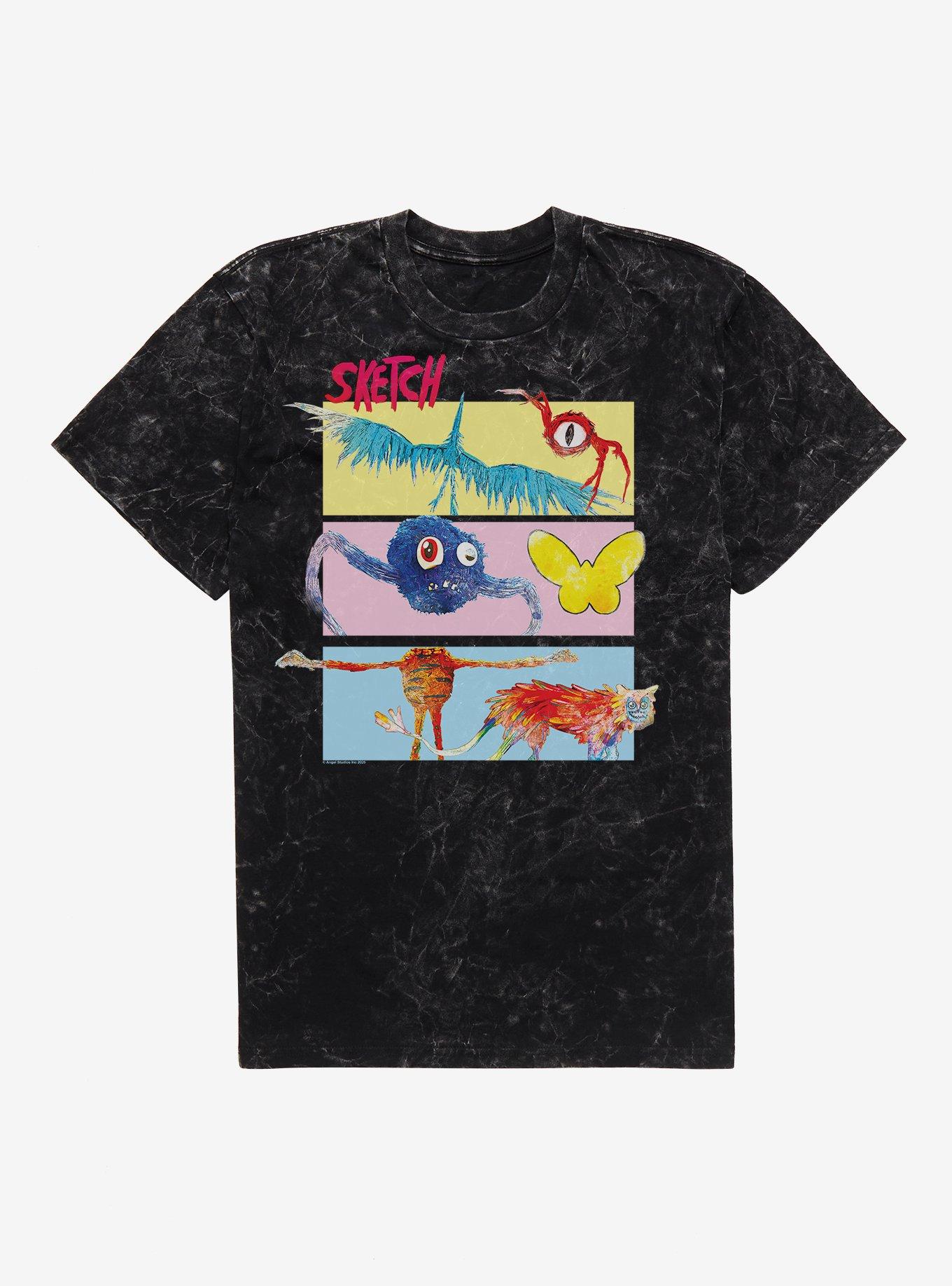 Sketch Monsters Mineral Wash T-Shirt | Trending Graphic Tee For Fans