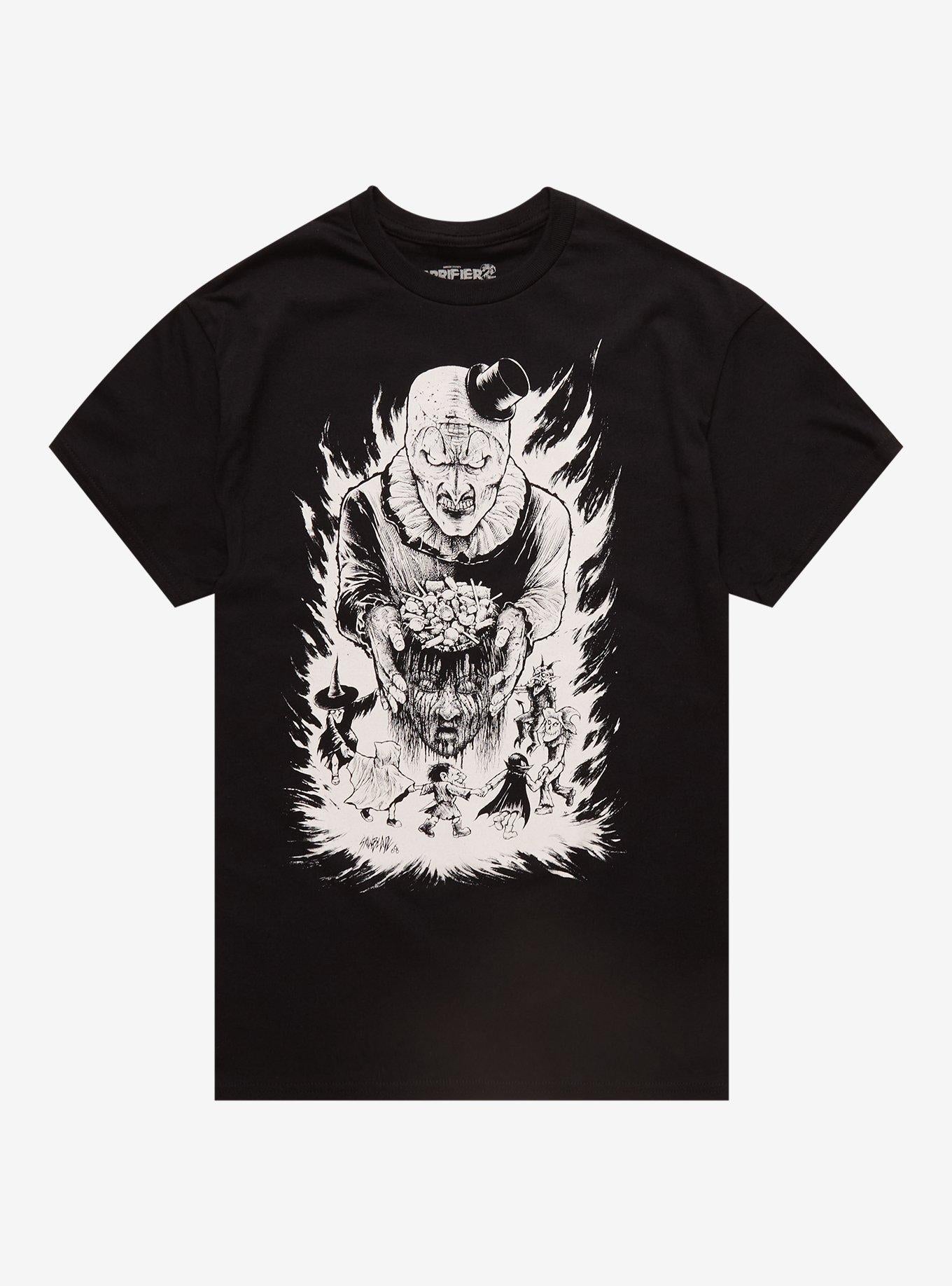 Terrifier Art The Clown Candy Head By Sawblade T-Shirt | Trending Graphic Tee For Fans