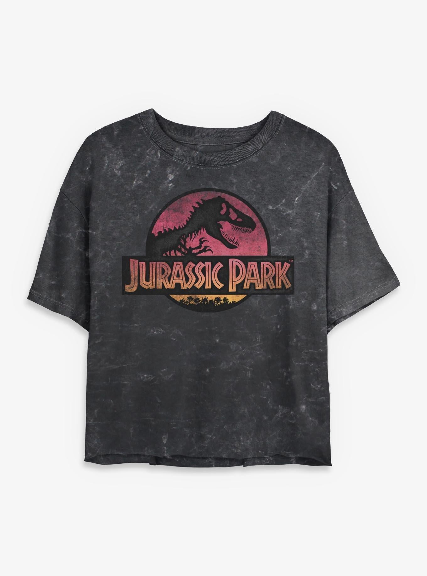 Jurassic Park Logo Girls Mineral Wash Crop T-Shirt | Trending Graphic Tee For Fans