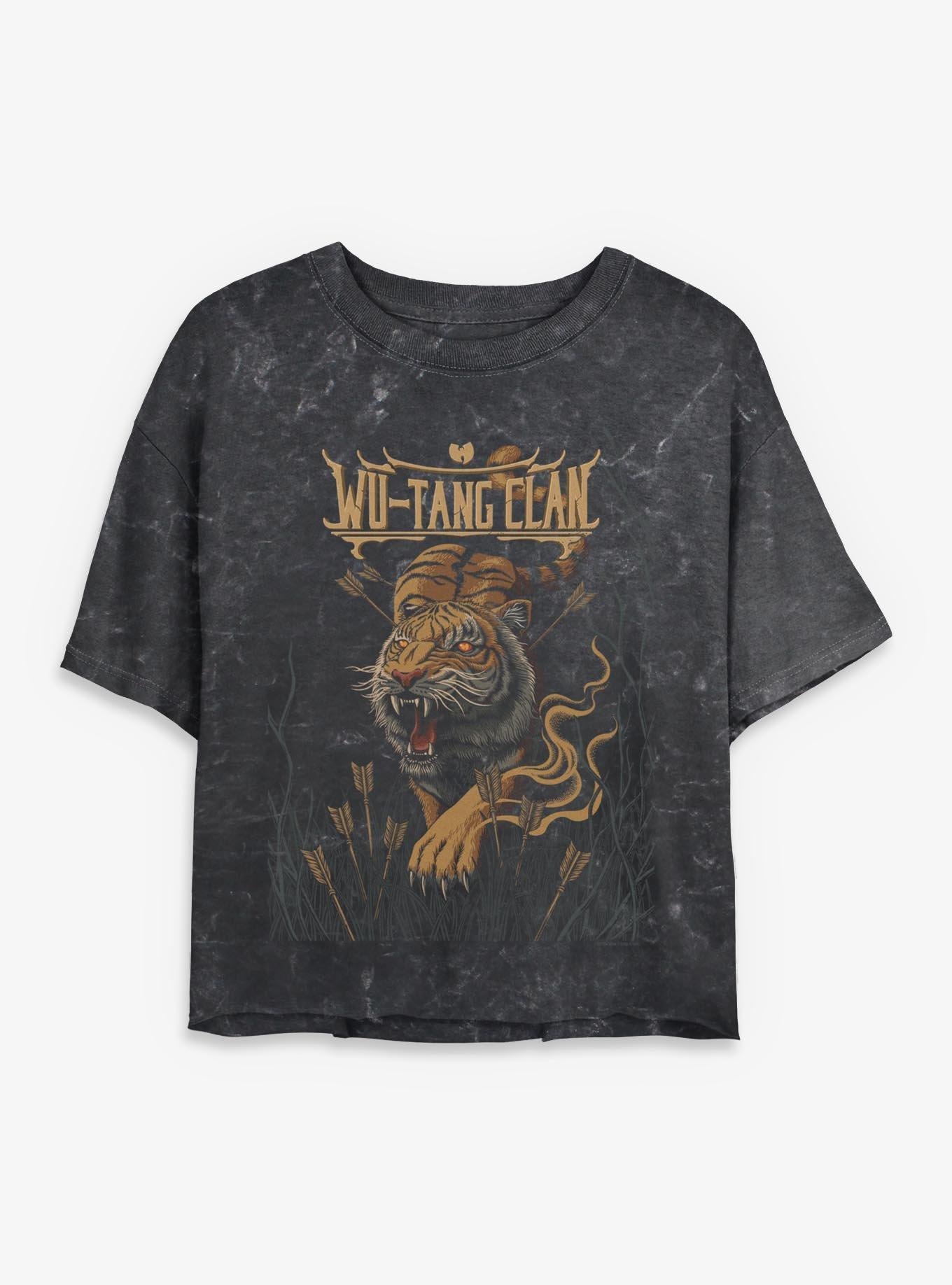 Wu-Tang Clan Tiger And Arrows Girls Mineral Wash Crop T-Shirt | Trending Graphic Tee For Fans
